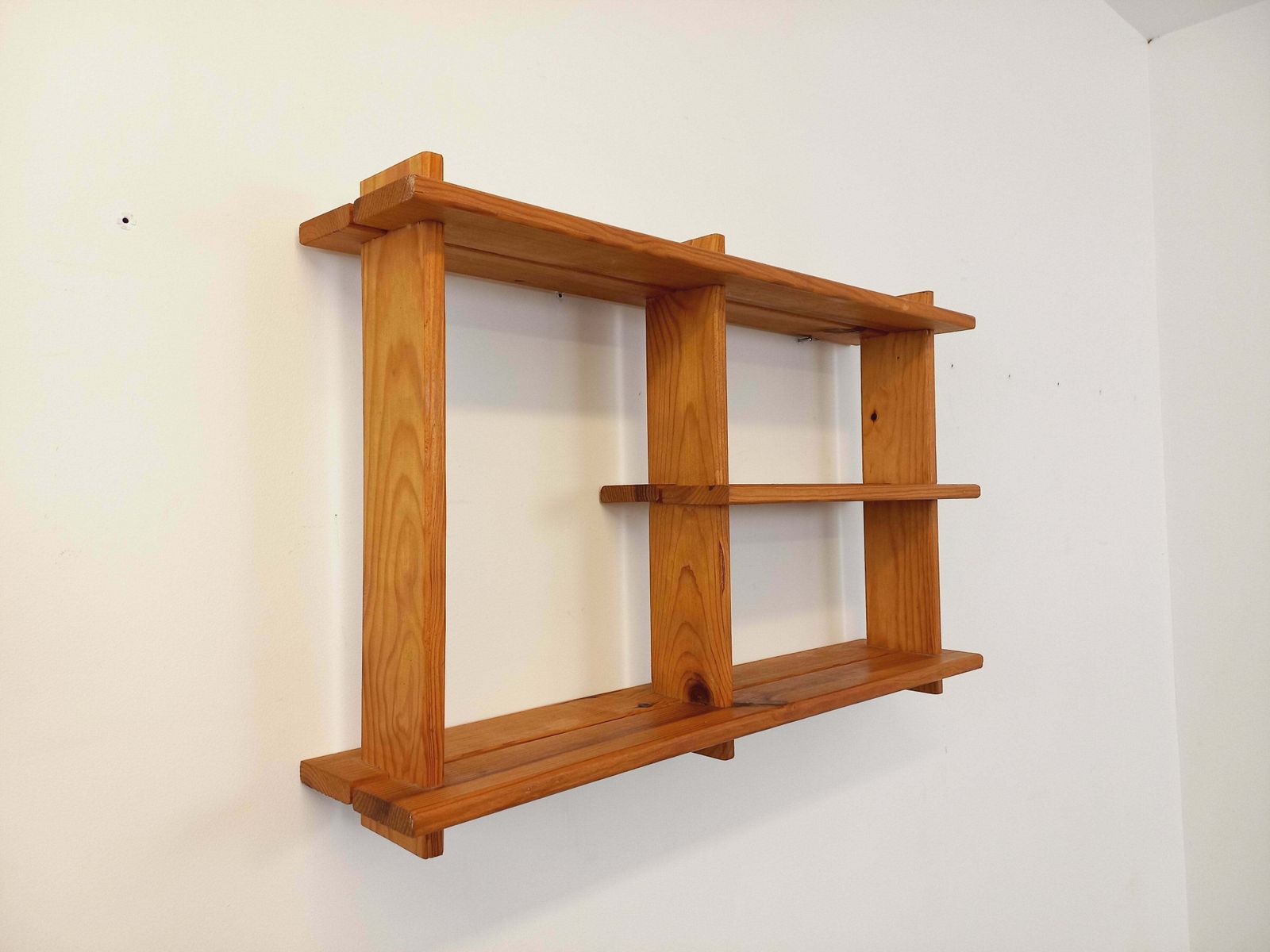Étagère murale en pin 3, années 1980, vintage photo furniture