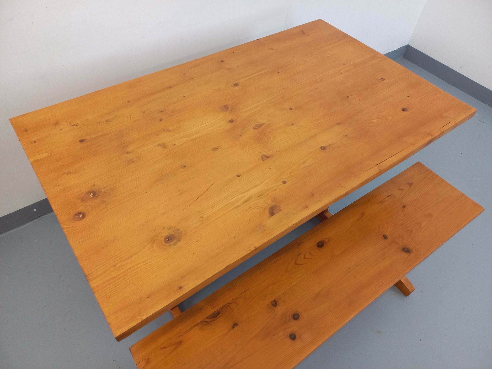 Rectangular Table And 2 Fir Benches photo Furniture