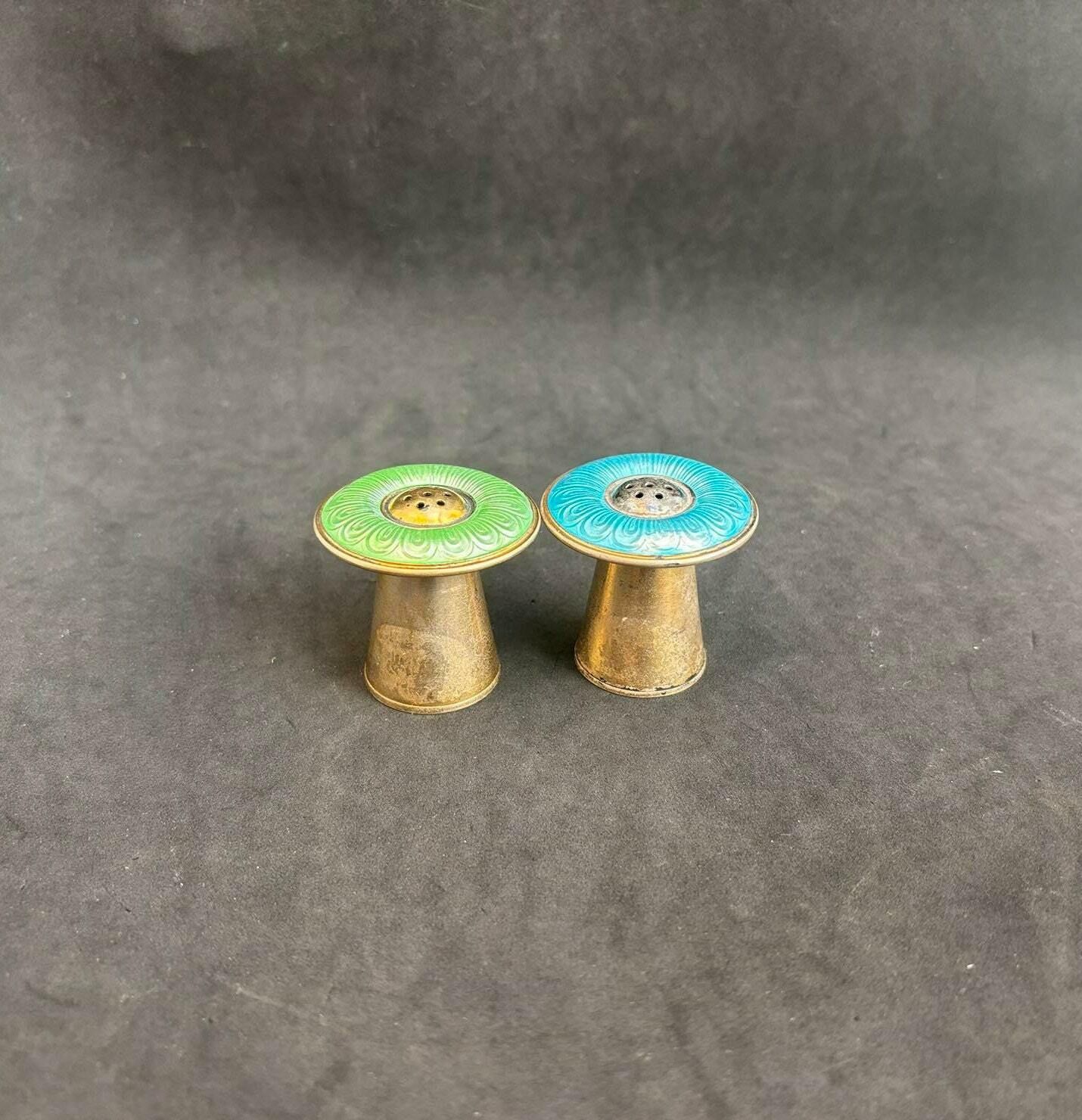 photo furniture Salt And Pepper Shakers Silver And Enamel Mushroom Shaped Aksel Holmsen Norway Art Deco Wedding Gift Hostess Gift Scandinavian Design