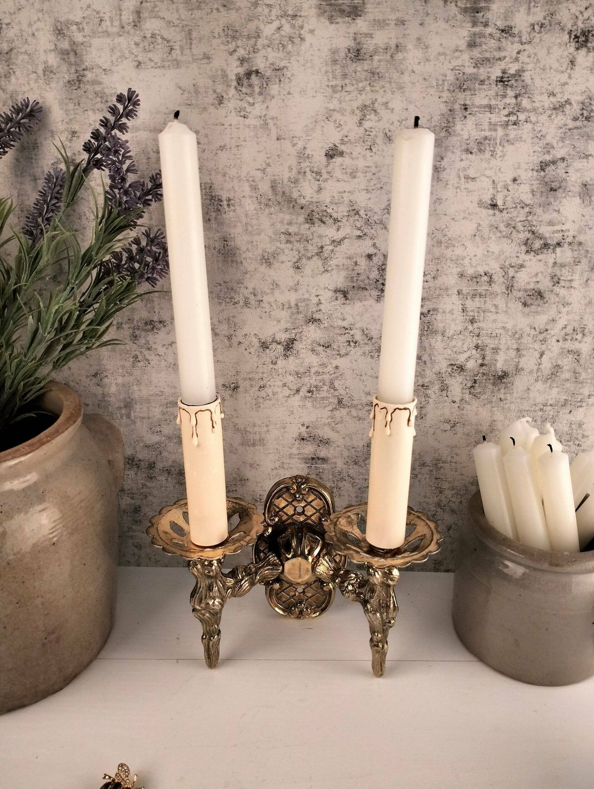 Antique French Bronze Double Wall Sconce   Antique Bronze Wall Light With Two Lights