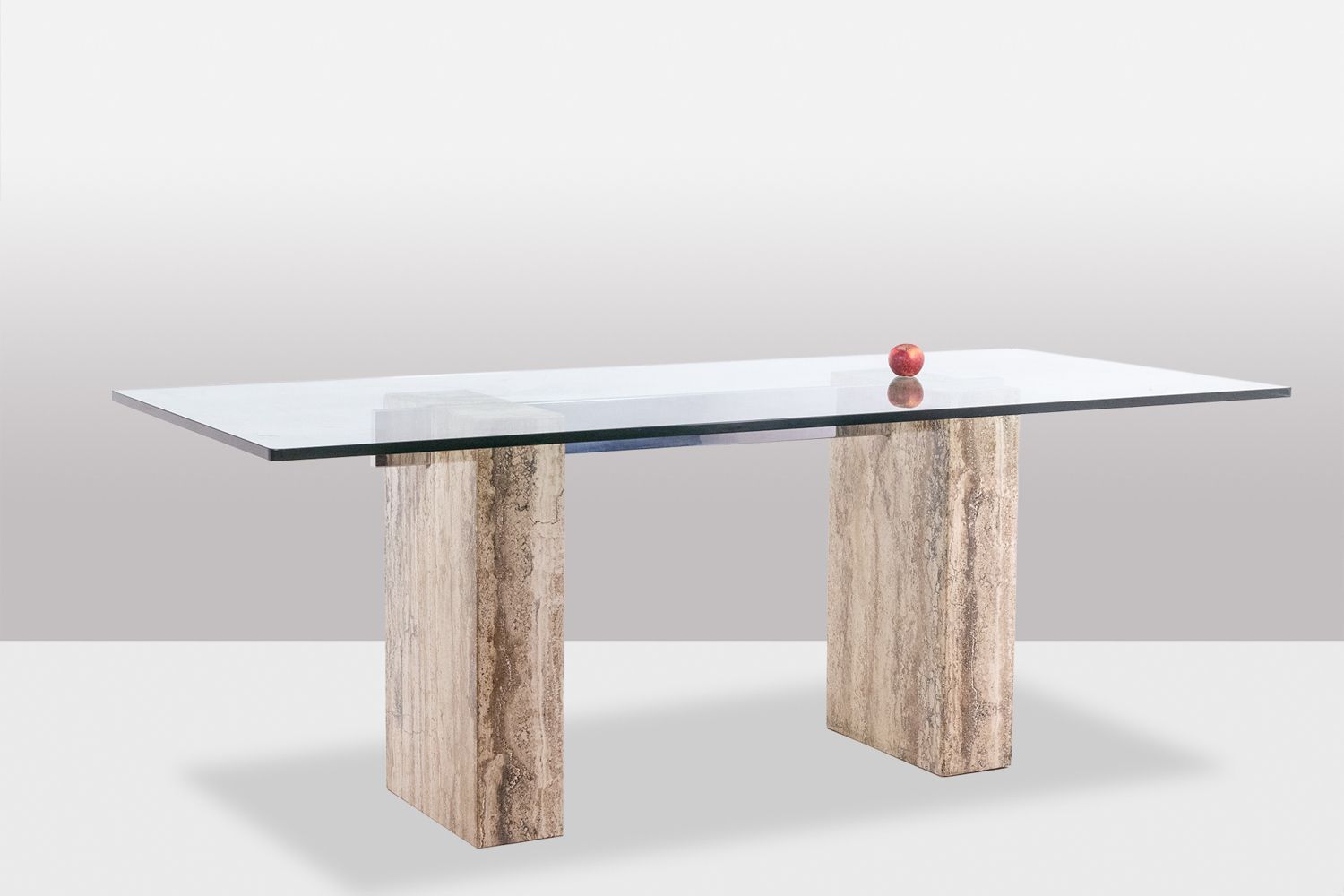 Console, Or Desk, In Glass And Travertine. 1980s. Ls5849657c photo for sale
