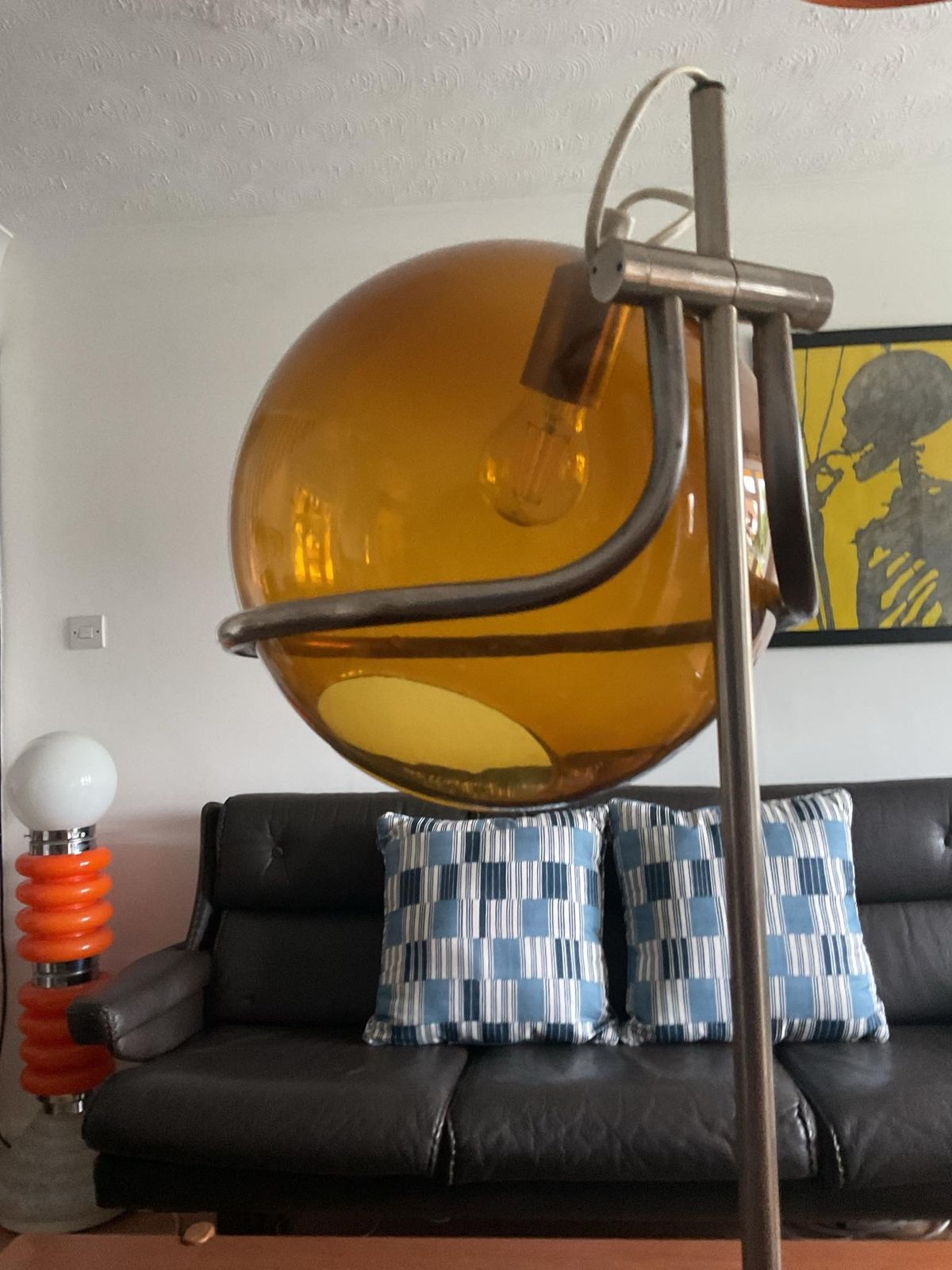 Designer Smoked Glass Floor Lamp In Mid Century Style By Házi Tibor, Hungary 70s photo furniture