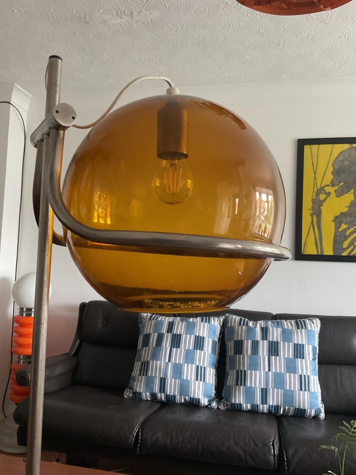 Designer Smoked Glass Floor Lamp In Mid Century Style By Házi Tibor, Hungary 70s photo vinterior