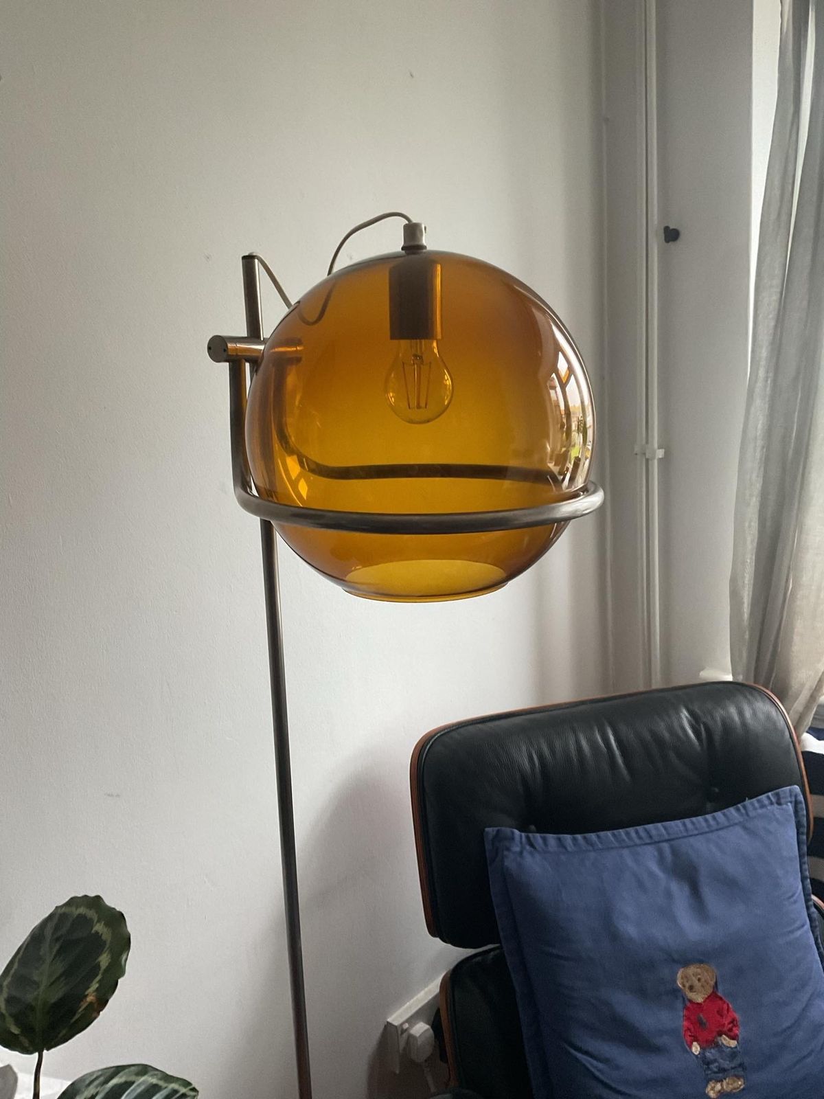 Designer Smoked Glass Floor Lamp In Mid Century Style By Házi Tibor, Hungary 70s photo buy