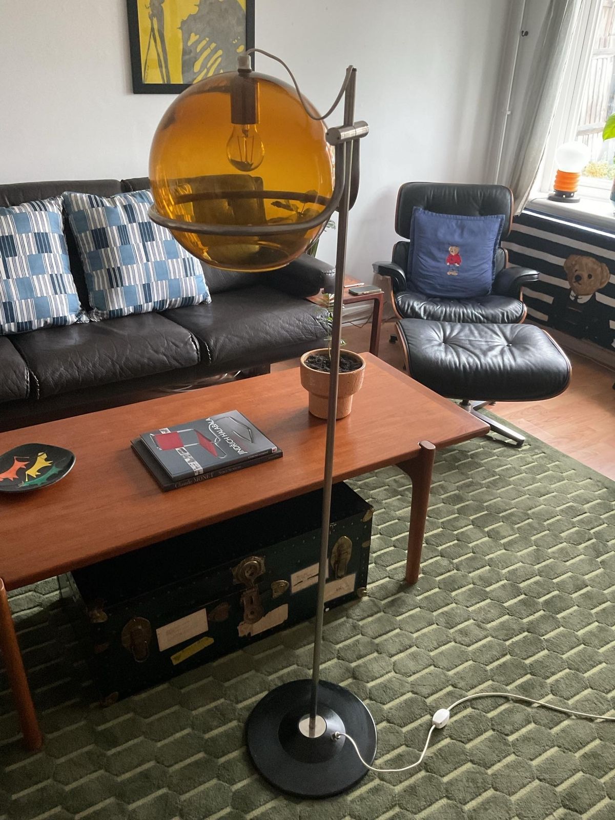 photo for sale Designer Smoked Glass Floor Lamp In Mid Century Style By Házi Tibor, Hungary 70s