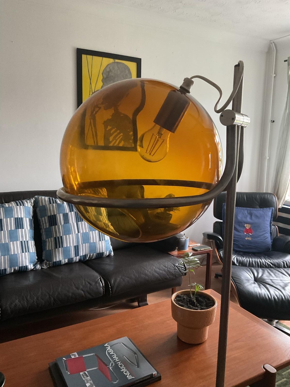 Lighting Designer Smoked Glass Floor Lamp In Mid Century Style By Házi Tibor, Hungary 70s photo