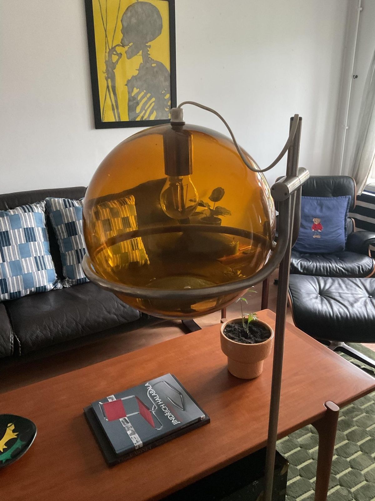 985.0 Designer Smoked Glass Floor Lamp In Mid Century Style By Házi Tibor, Hungary 70s photo