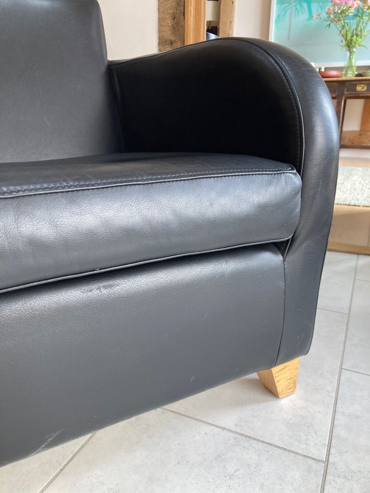 Black Leather Club Chair From Heals By Designer Roger Lewis photo 295.0