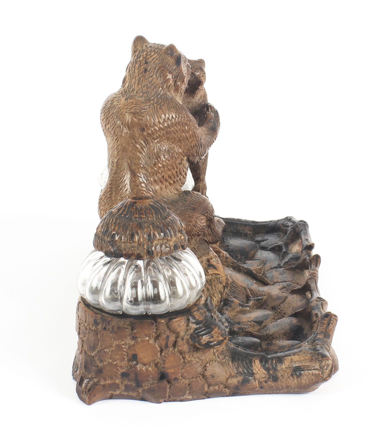 Antique Hand Carved Black Forest Bears Inkstand 19th Century photo Home Decor