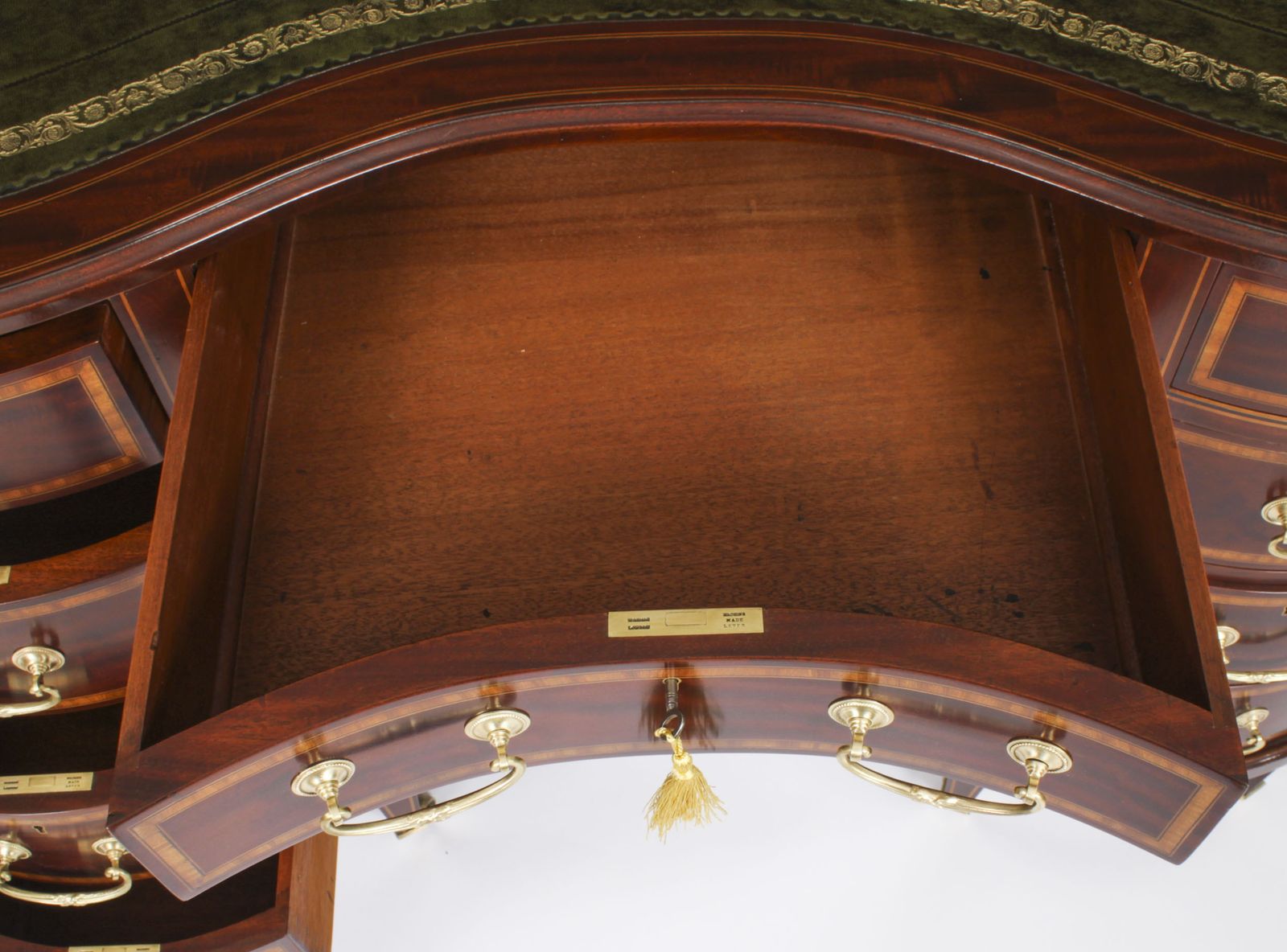 Furniture Victorian Mahogany Inlaid Kidney Desk  C1880 19th C photo