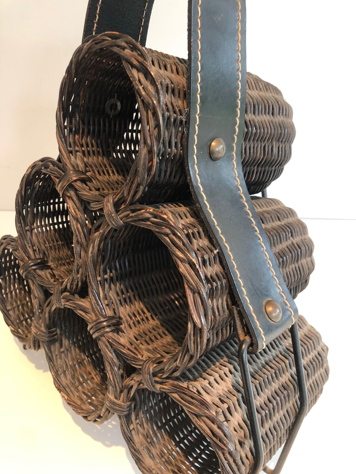 photo for sale Rattan And Leather Bottle Holder