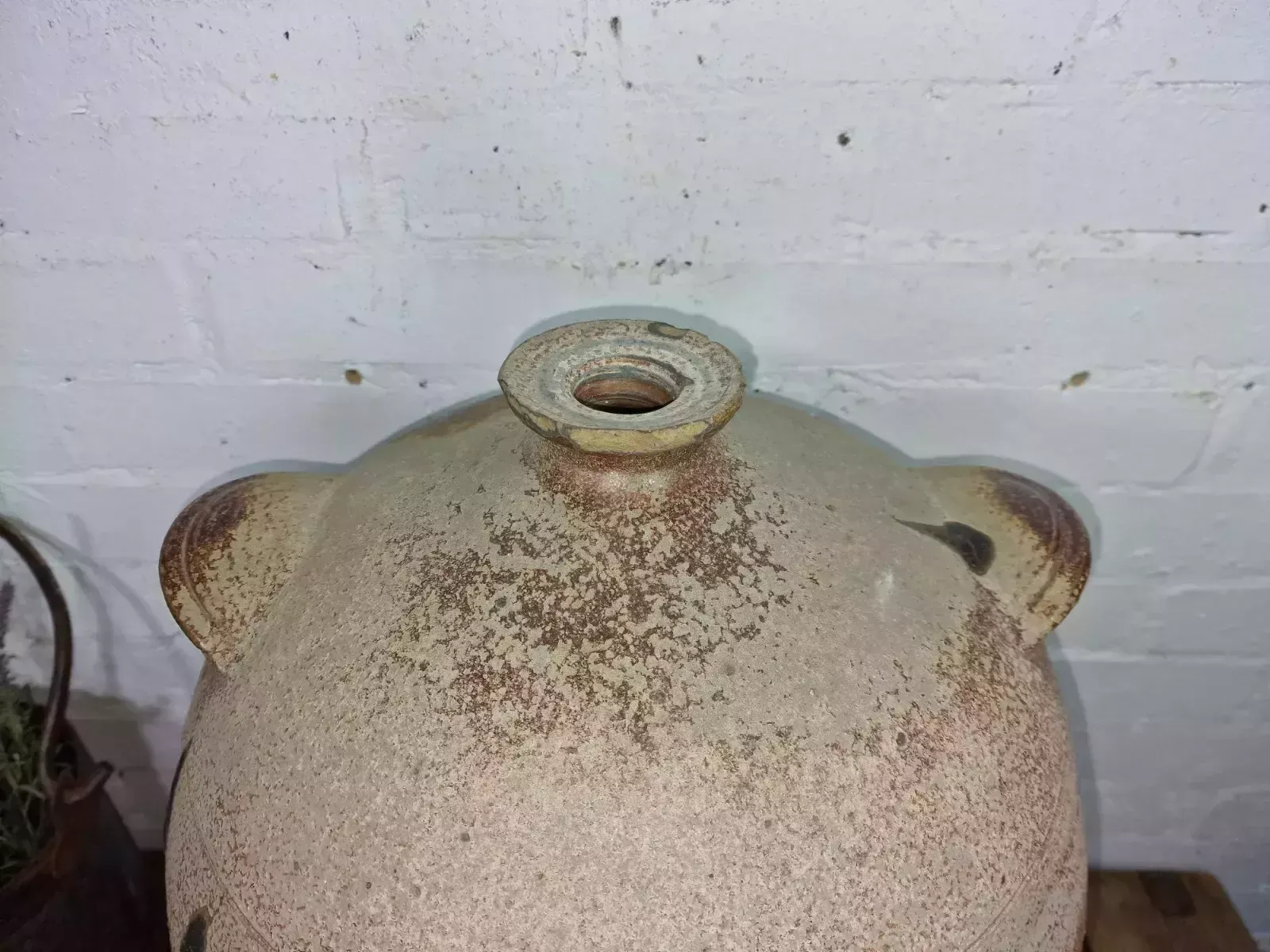 Very Large French Stoneware Terracotta Walnut Oil Pitcher Confit Pot photo buy