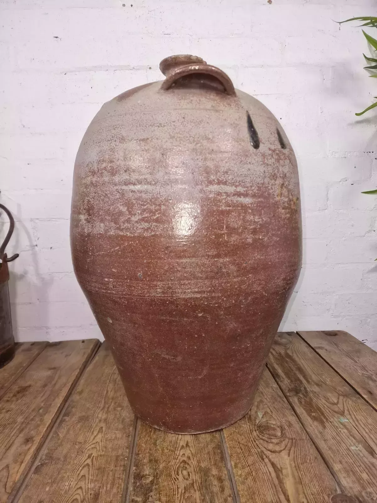 photo for sale Very Large French Stoneware Terracotta Walnut Oil Pitcher Confit Pot