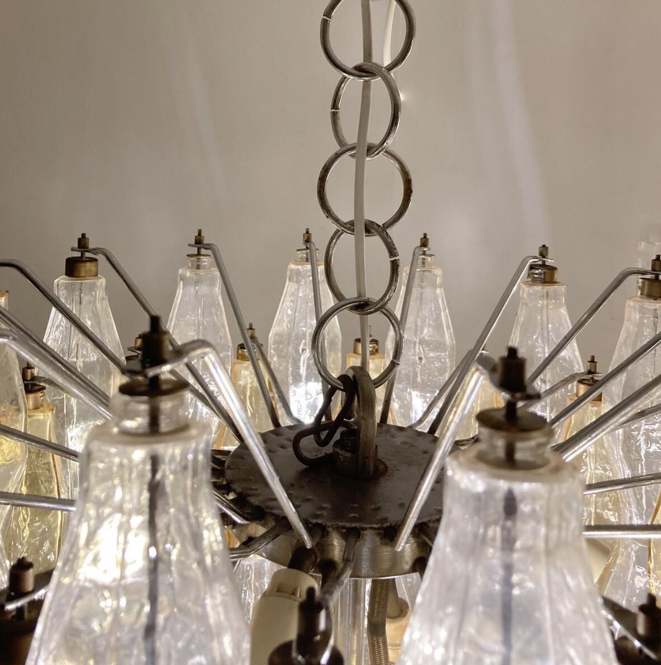 Mid Century Murano Glass Chandelier “Polyhedr” By Carlo Scarpa For Venini, Italy photo furniture