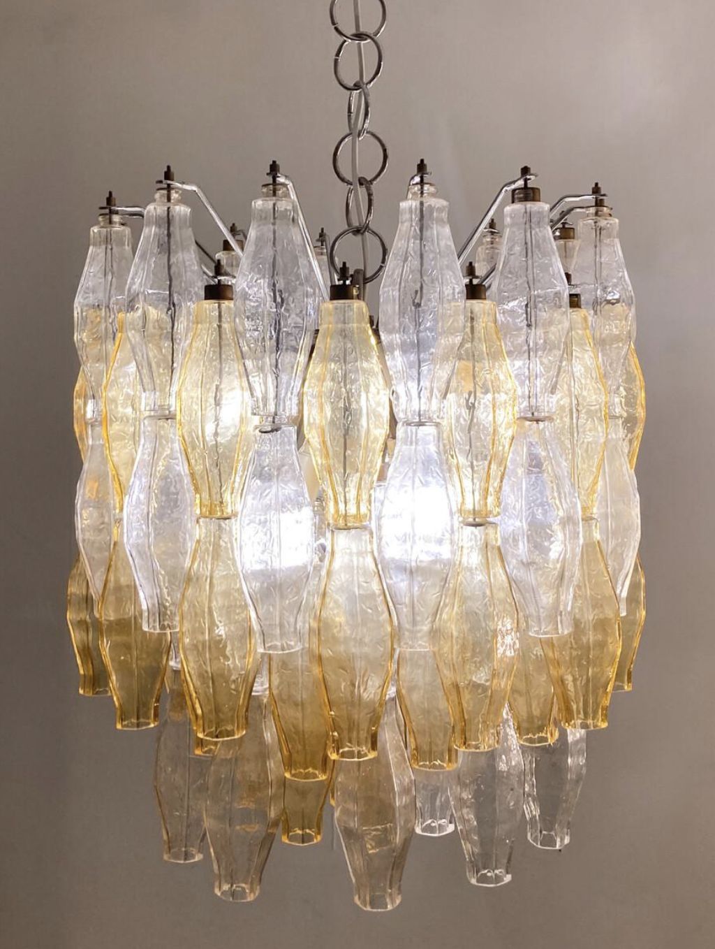 Mid Century Murano Glass Chandelier “Polyhedr” By Carlo Scarpa For Venini, Italy photo for sale