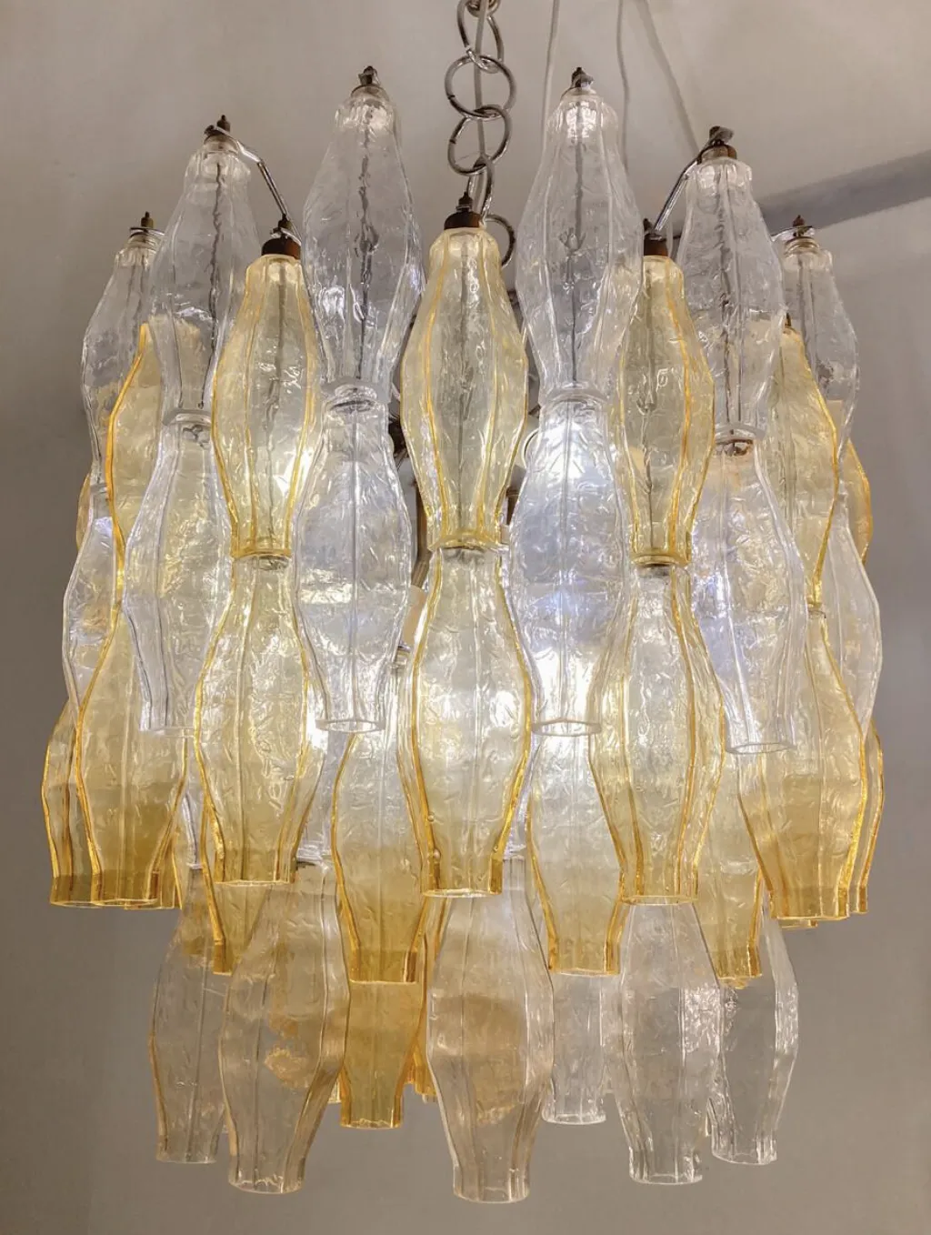 Mid Century Murano Glass Chandelier “Polyhedr” By Carlo Scarpa For Venini, Italy photo Lighting