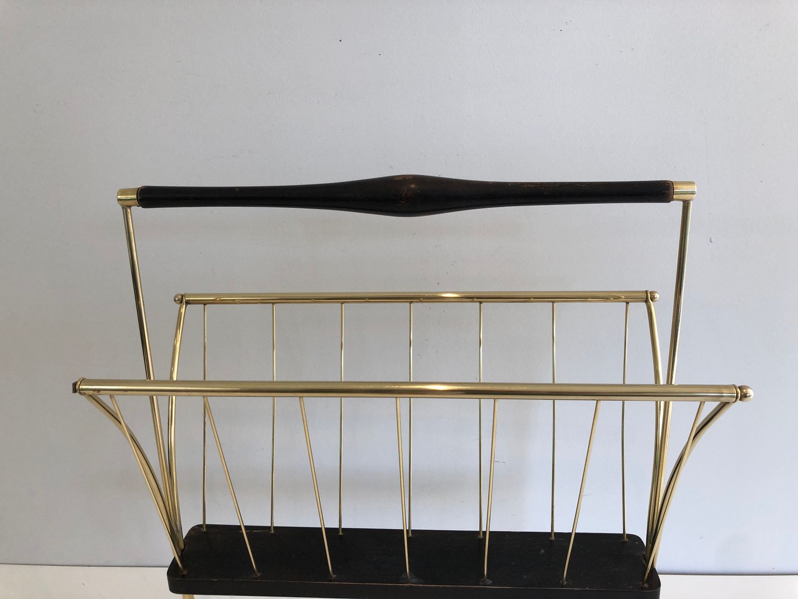 photo for sale Magazine Rack In Blackened Wood And Brass