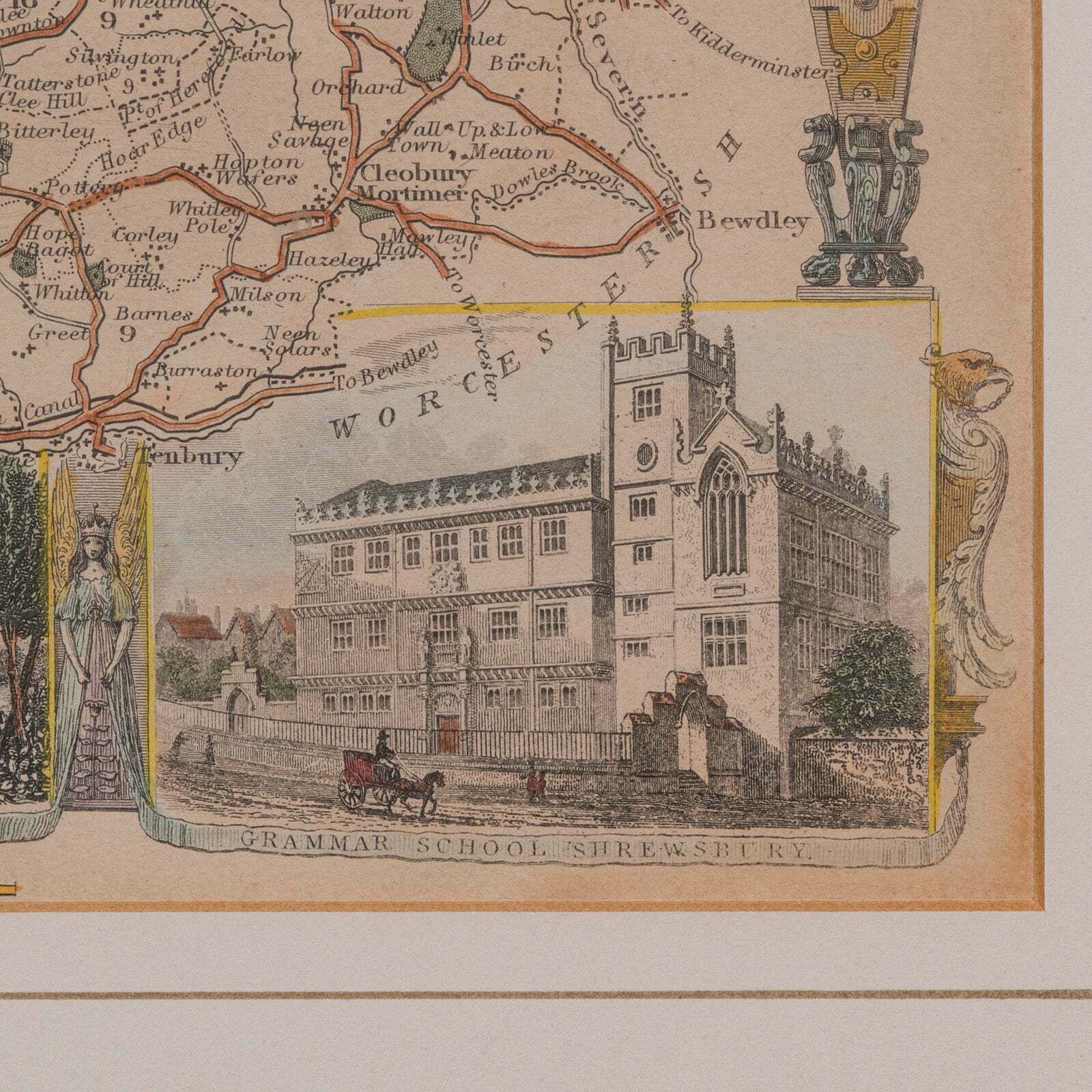 295.0 Antique Lithography Map Shropshire English Framed Cartography Victorian photo