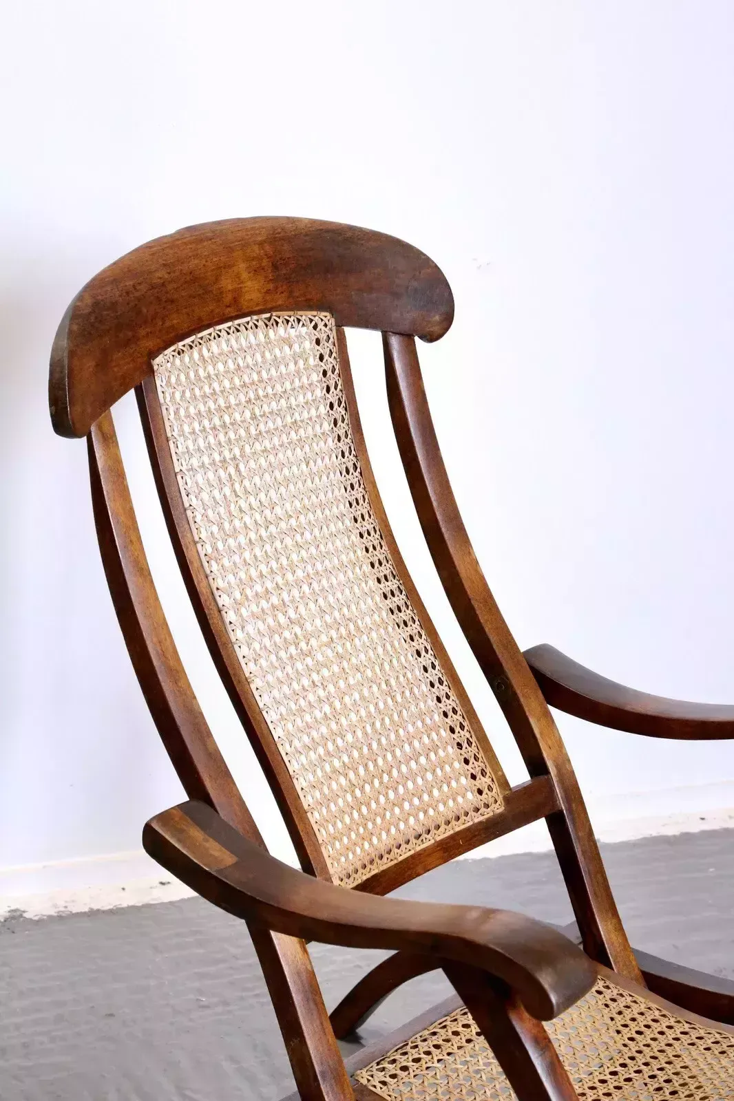 2500.0 Pair Fine Early Victorian Walnut And Cane Folding Travel Steamer Chairs photo