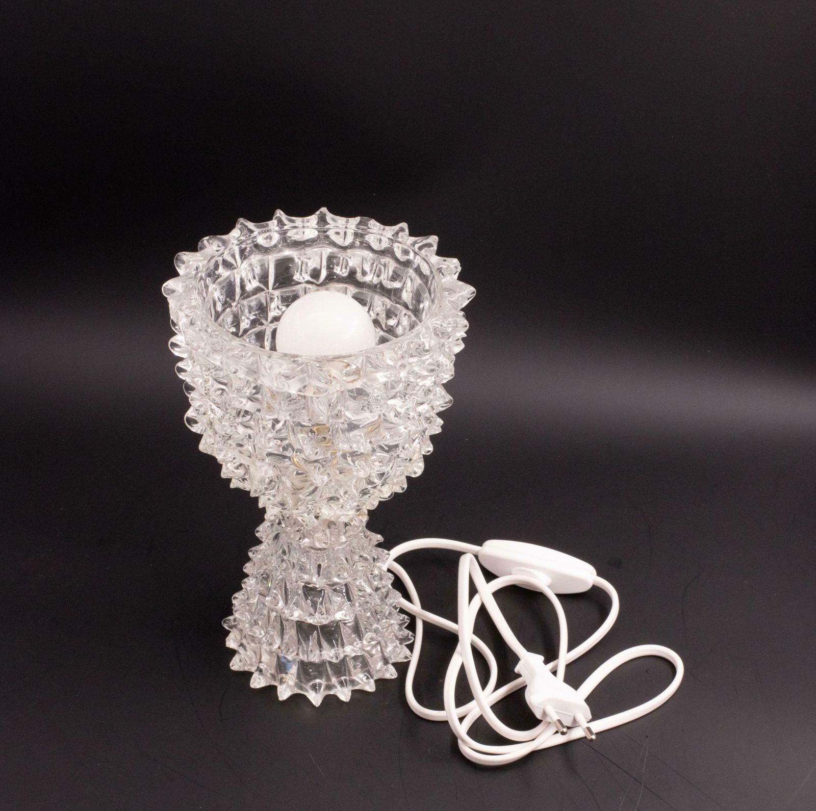 Elegant Table Lamp In Rostrato Murano Glass Vase For Barovier & Toso, 1940s photo vintage