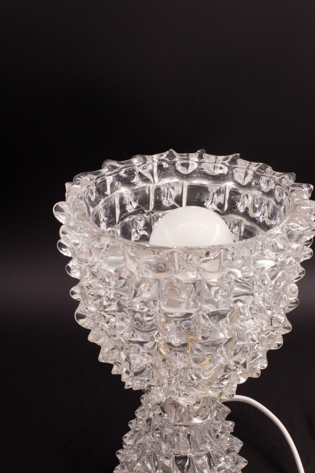 Lighting Elegant Table Lamp In Rostrato Murano Glass Vase For Barovier & Toso, 1940s photo