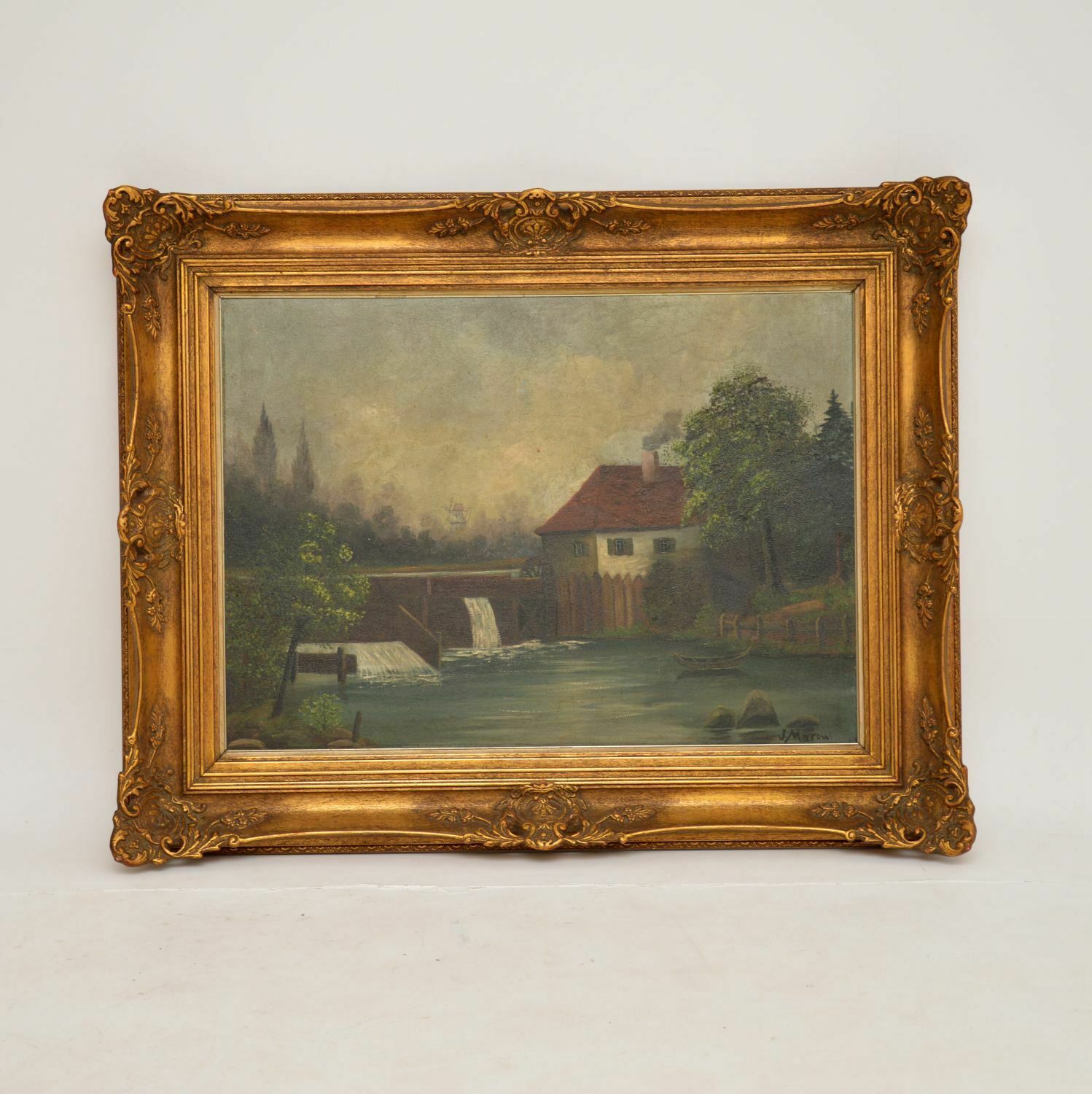 Antique Landscape Oil Painting photo furniture