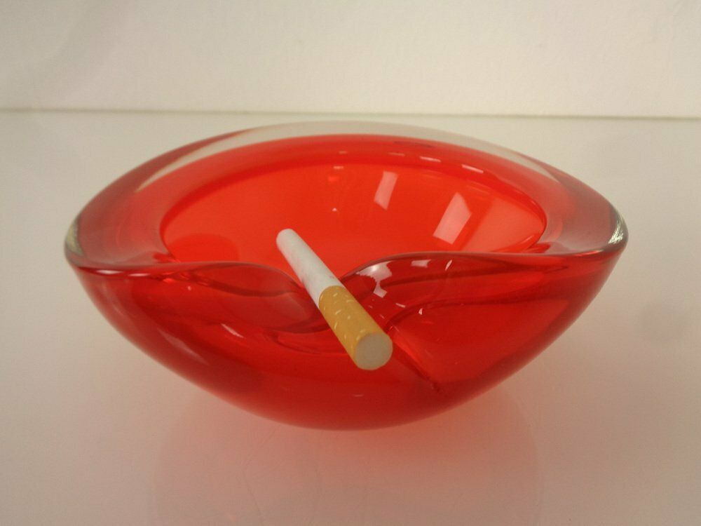 Vintage Italian Red Murano Glass Ashtray, 1960s photo for sale