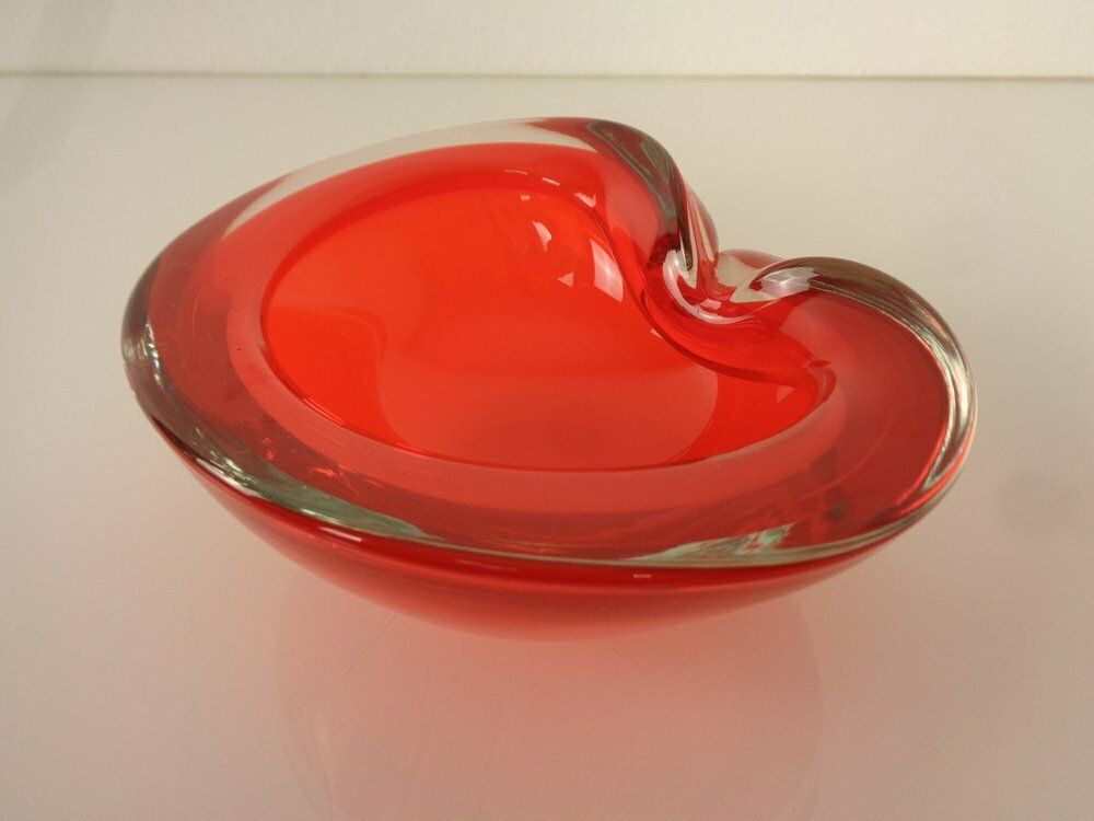 Vintage Italian Red Murano Glass Ashtray, 1960s photo 230.0