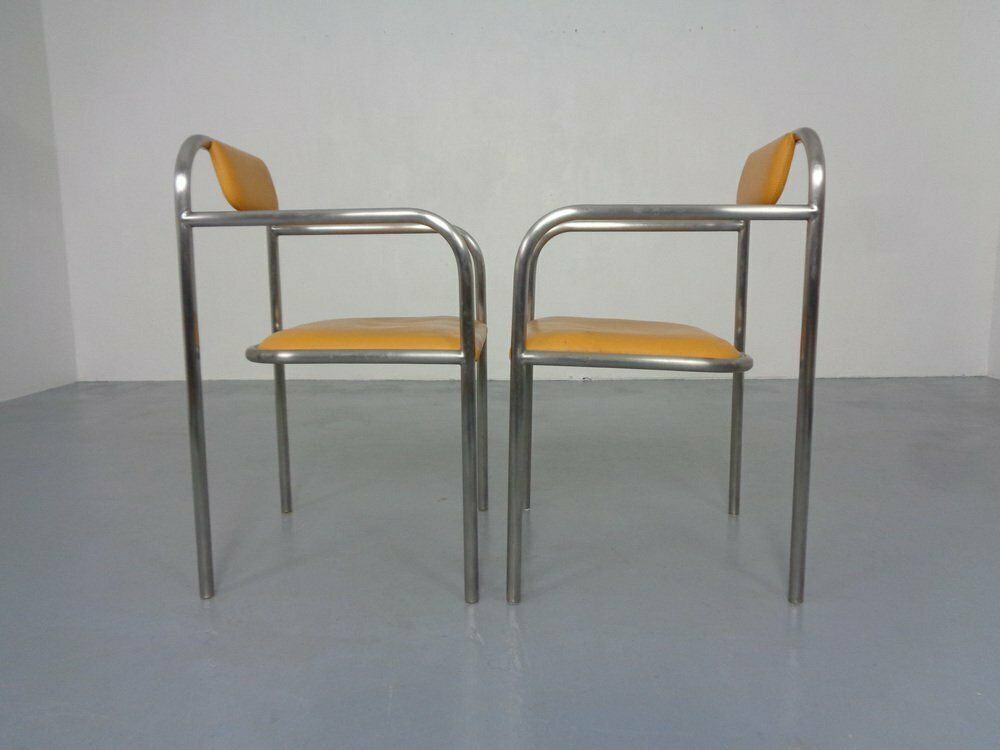 Minimalist Tubular Steel Armchairs By Thomas Wendtland, 1970s, Set Of 2 photo for sale