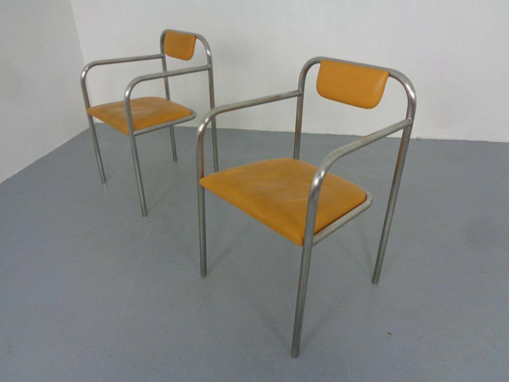 639.0 Minimalist Tubular Steel Armchairs By Thomas Wendtland, 1970s, Set Of 2 photo