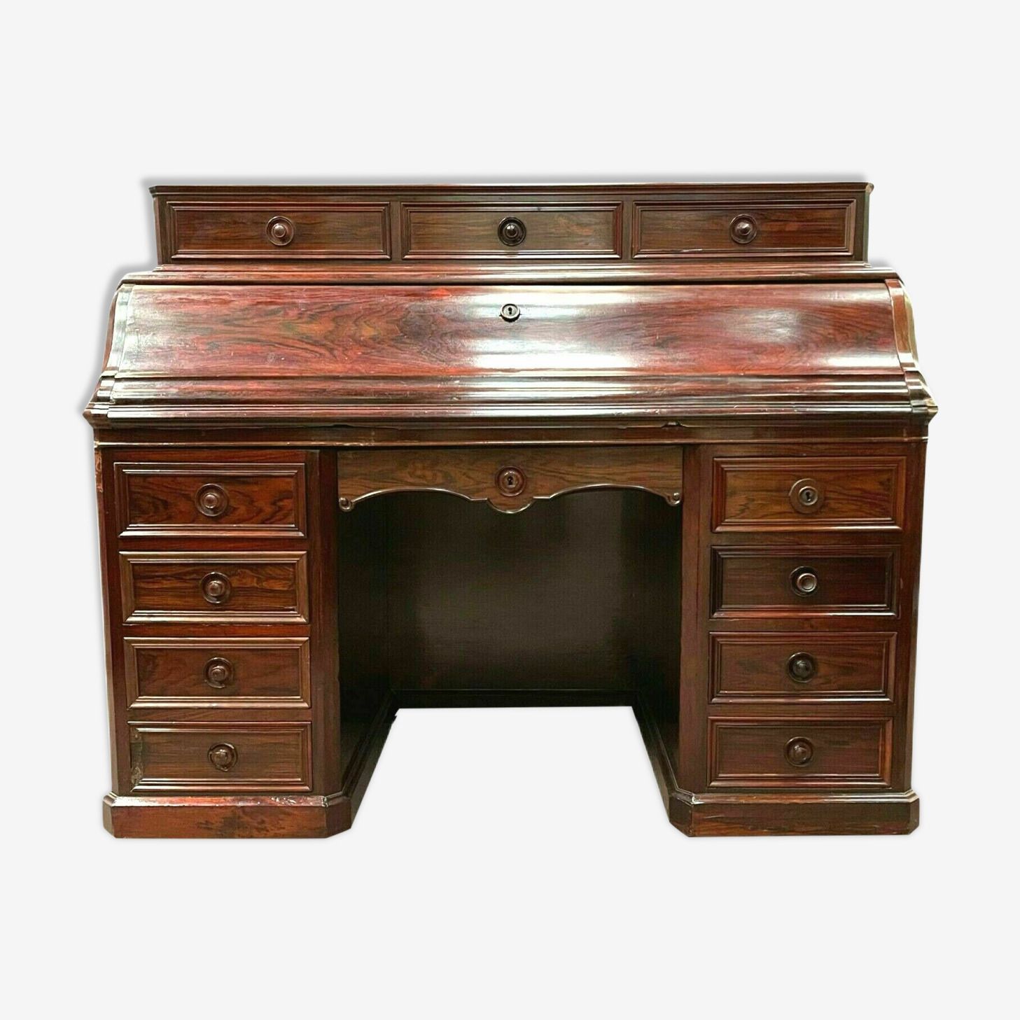 Napoleon III Desk In Rosewood With Caissons And Bleachers XIX Century