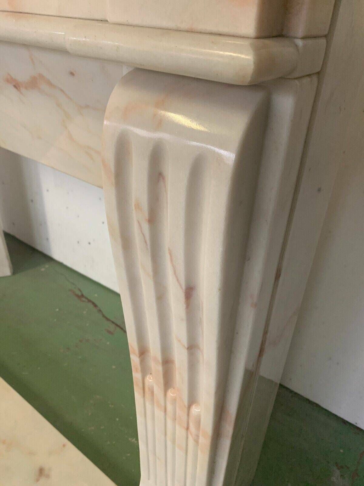 Louis XVI Style Fireplace In Pink Veined Marble XX Century photo vinterior
