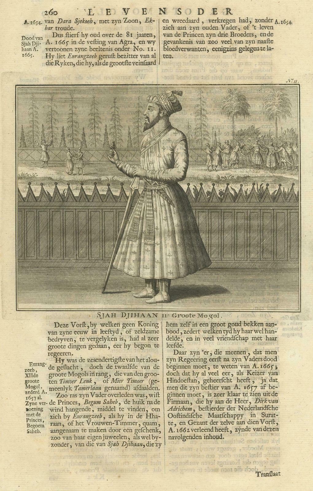 Antique Print Of The 11th Mughal Emperor By Valentijn, 1726 photo furniture