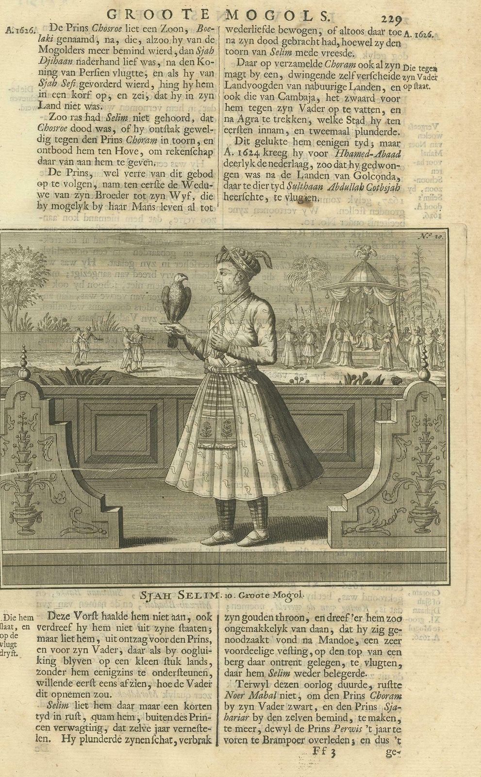 Antique Print Of The 10th Mughal Emperor By Valentijn, 1726 photo furniture