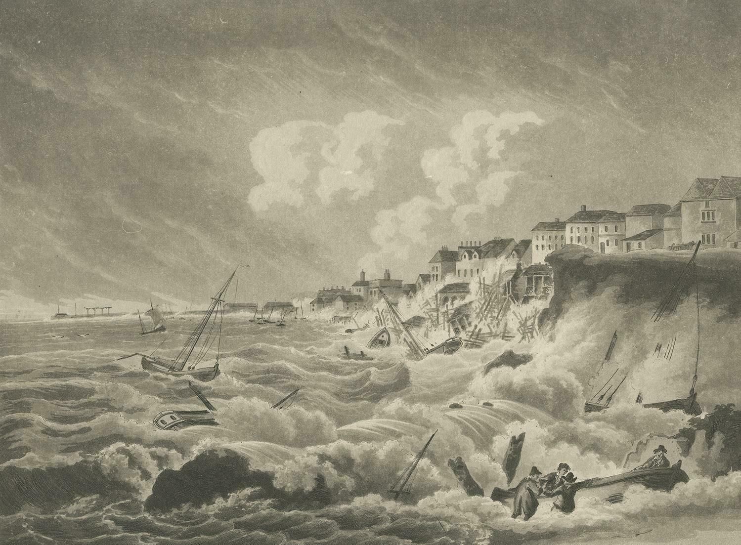Antique Print Of Margate During The Storm By Hassell, Circa 1808 photo for sale
