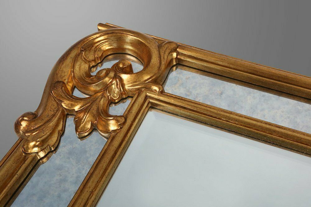 Decorated Wall Mirror In Resin With Golden Ornaments And Smoked Mirror Glass Panels, Belgium, 1950s photo buy