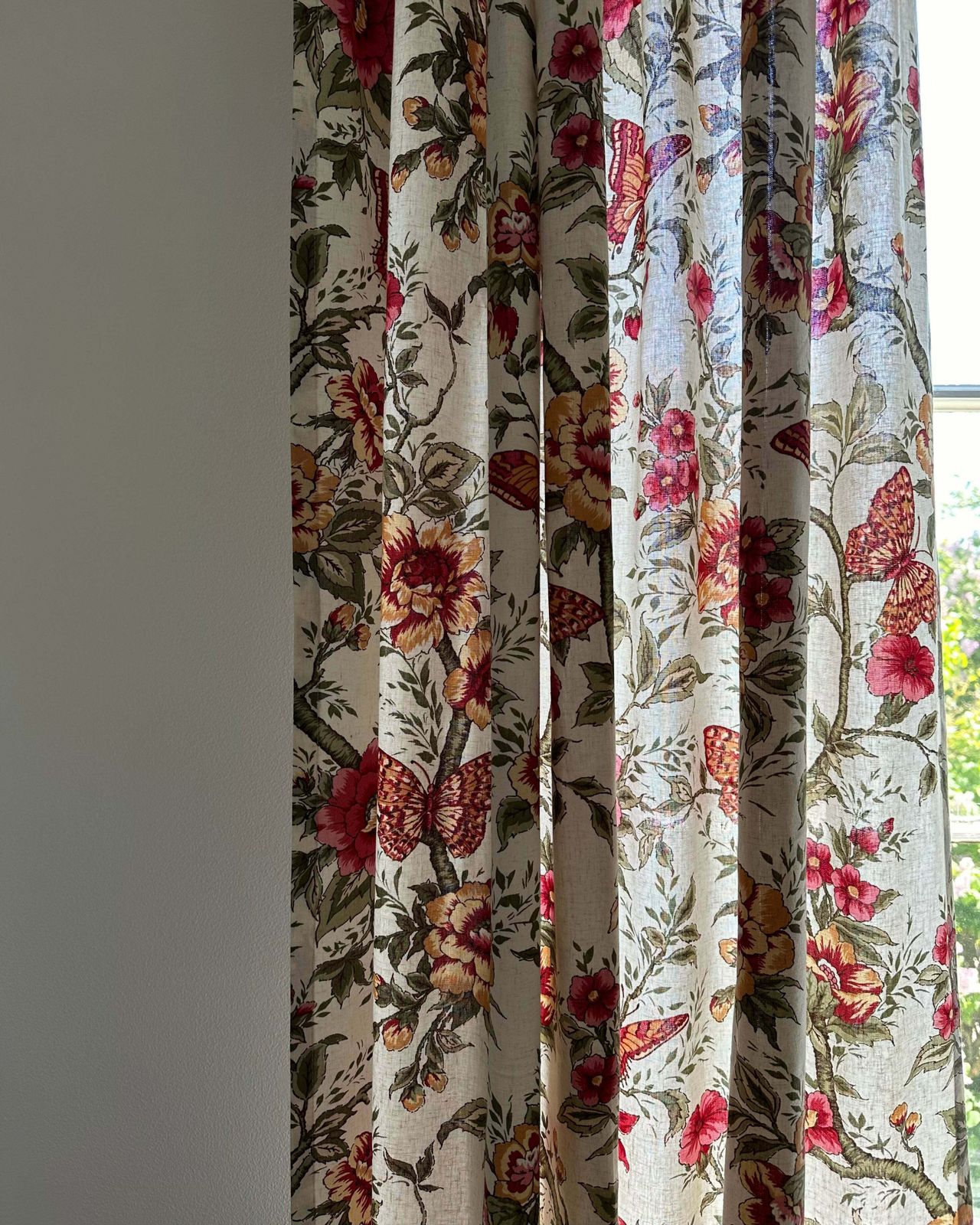 Pair Of Vintage Curtains   Flowers And Butterflies photo furniture