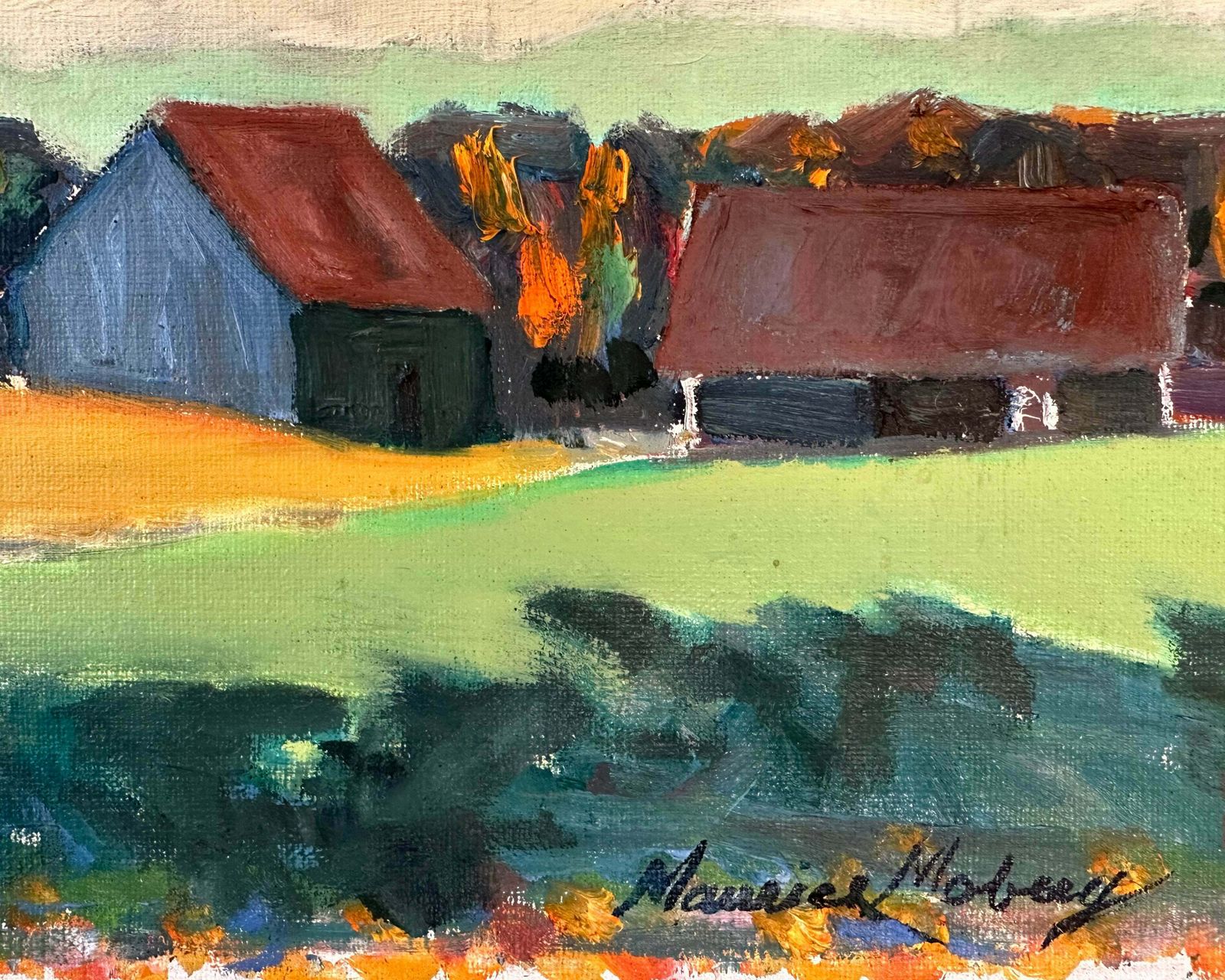 "ödegård" By Maurice Moberg, Small Oil Painting On Canvas photo furniture