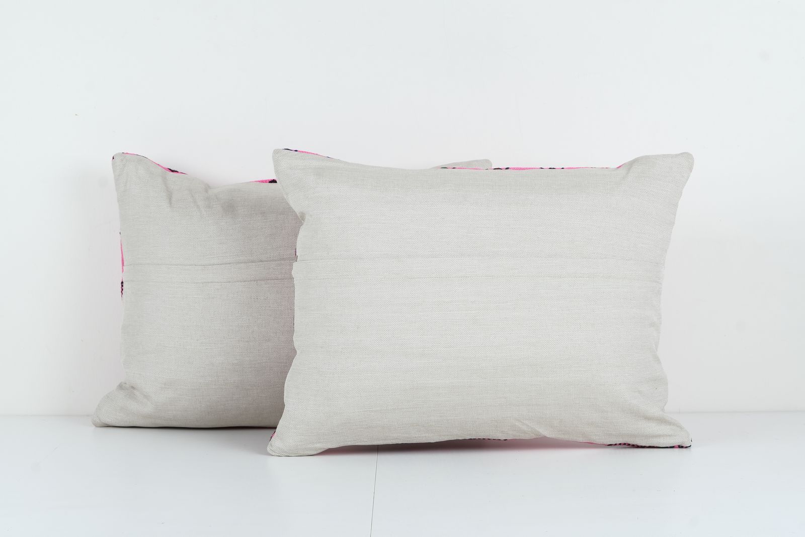 Set Of Two Striped Organic Wool Outdoor Turkish Striped Pillow Covers, Pair Anatolian Pink Old Kilim Pillow Covers photo furniture