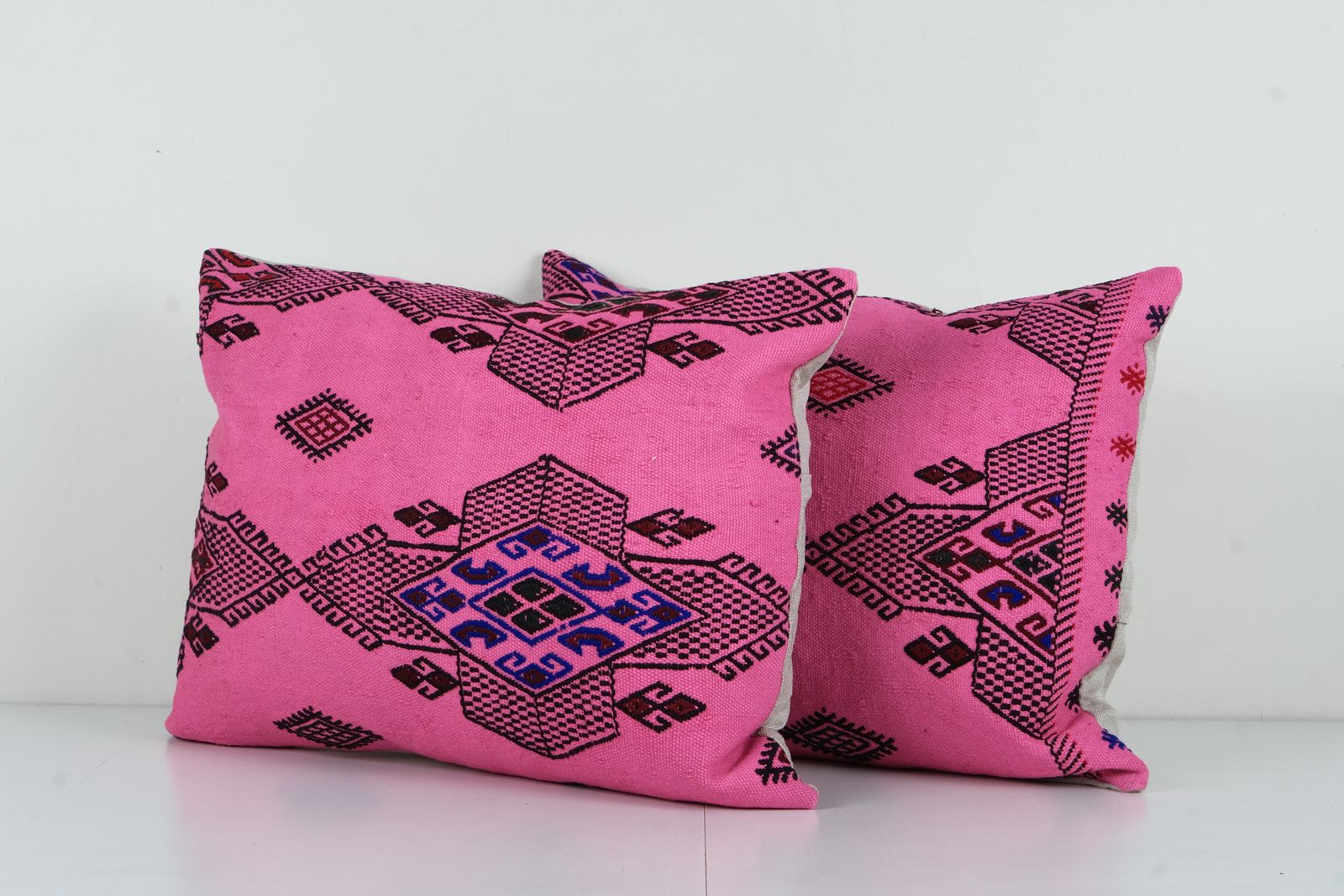 Pair Geometric Kilim Pillow Cases Made From A Boho Anatolian Handwoven Textile   Set Of Two Tribal Ethnic photo furniture