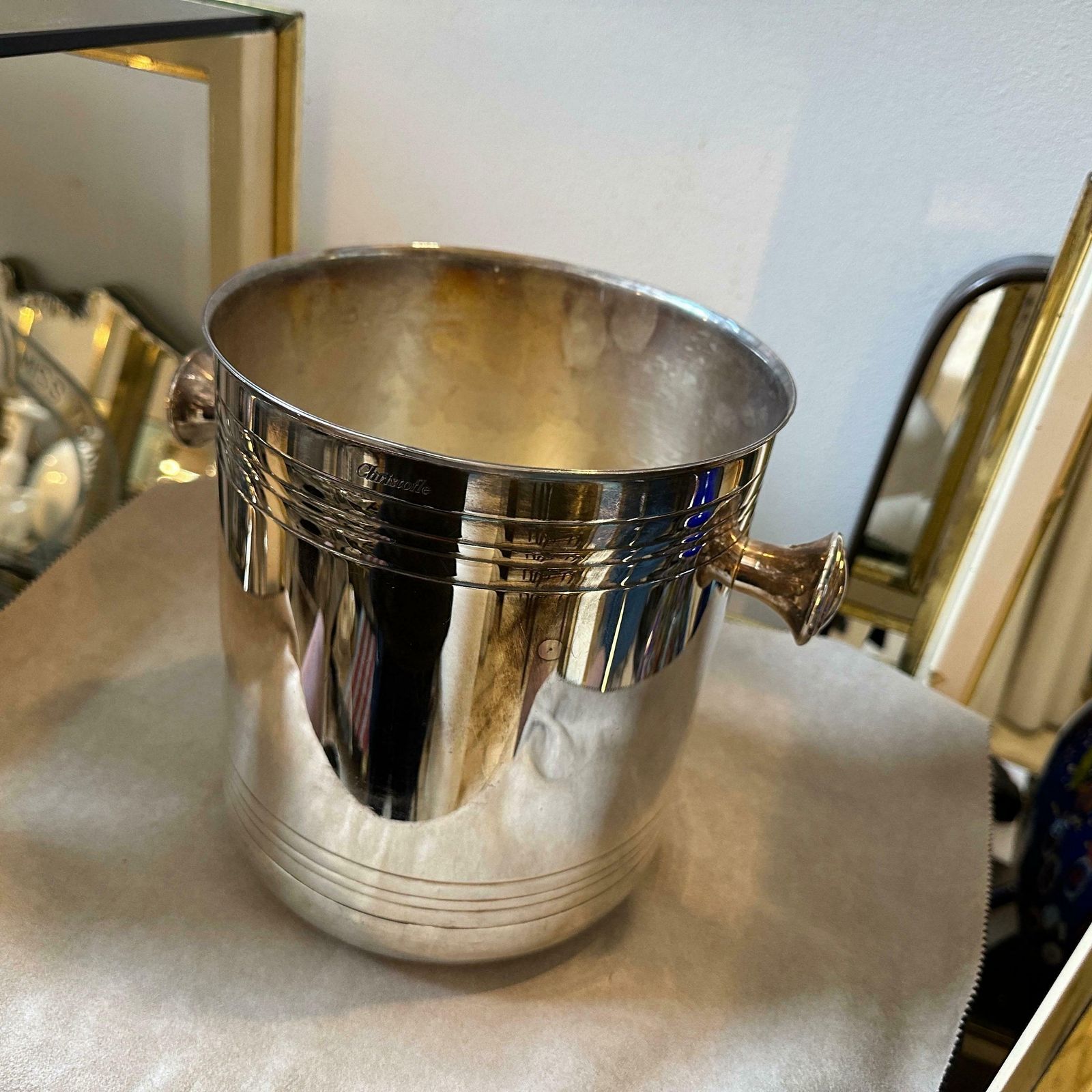 photo furniture 1980s Modernist Silver Plated French Wine Cooler By Christofle