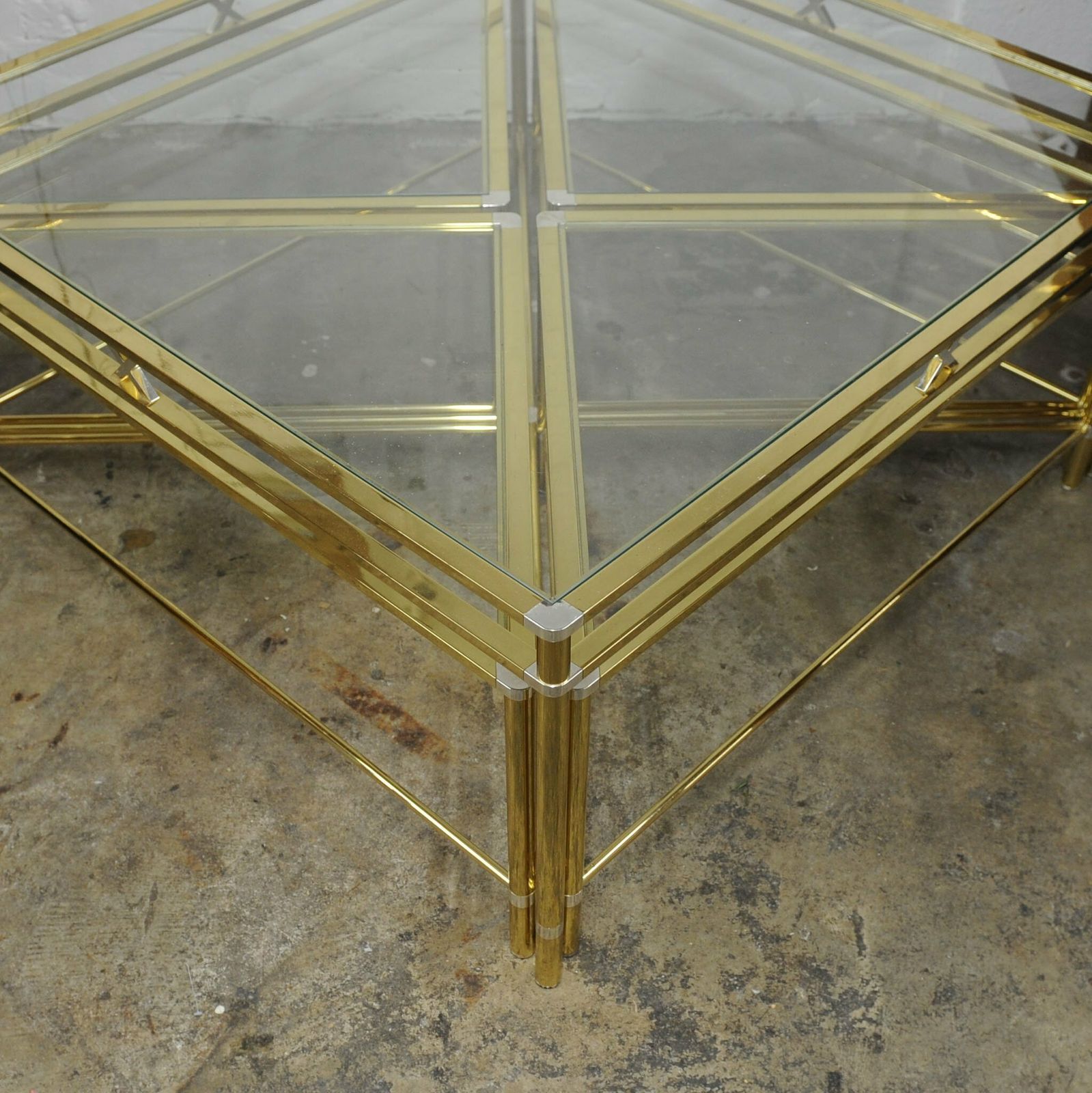 Bicolour Hollywood Regency Glass Coffee Table With Nest, 1970s photo furniture