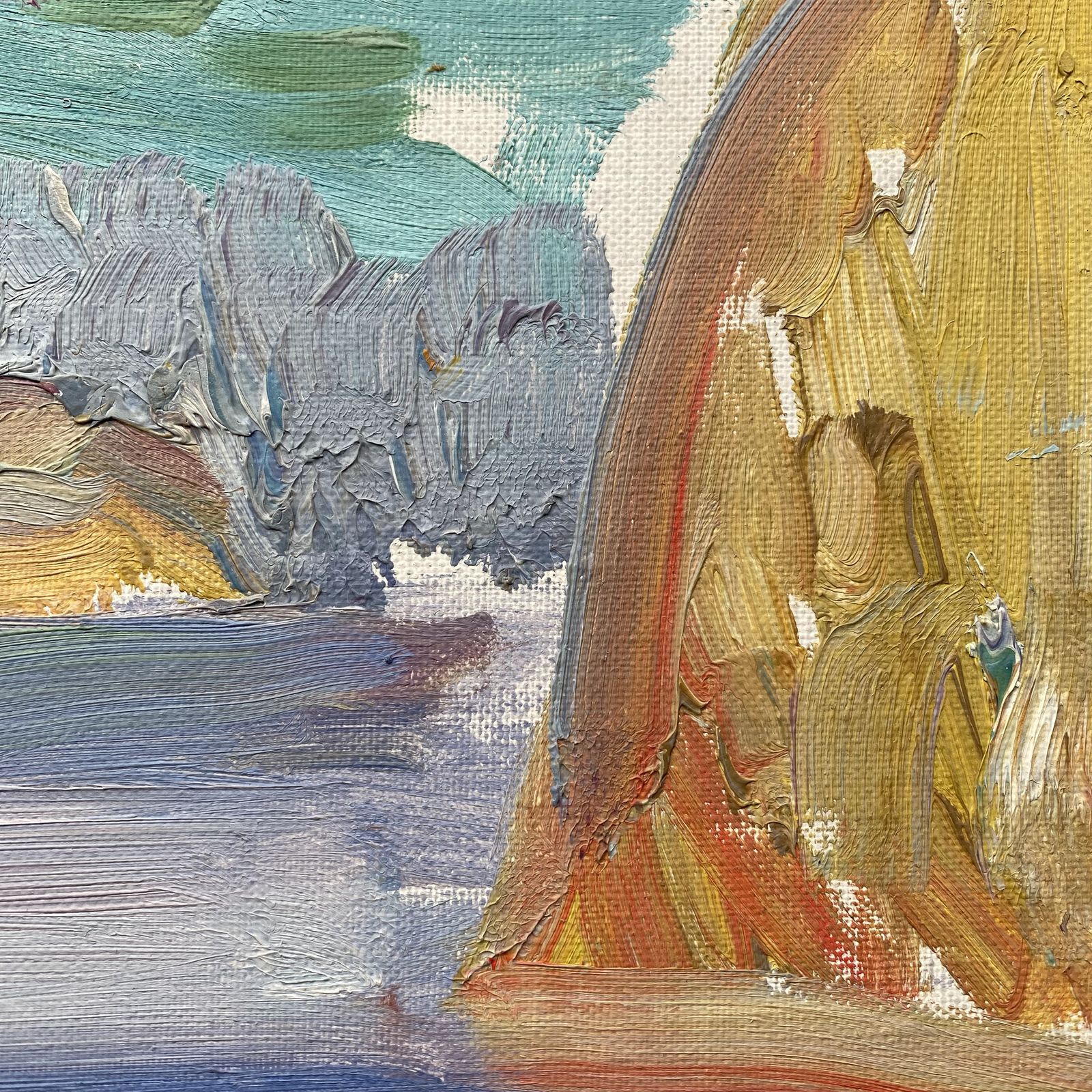 photo furniture Swedish Mid Century Coastal Landscape Painting By Arne Roland Andersson