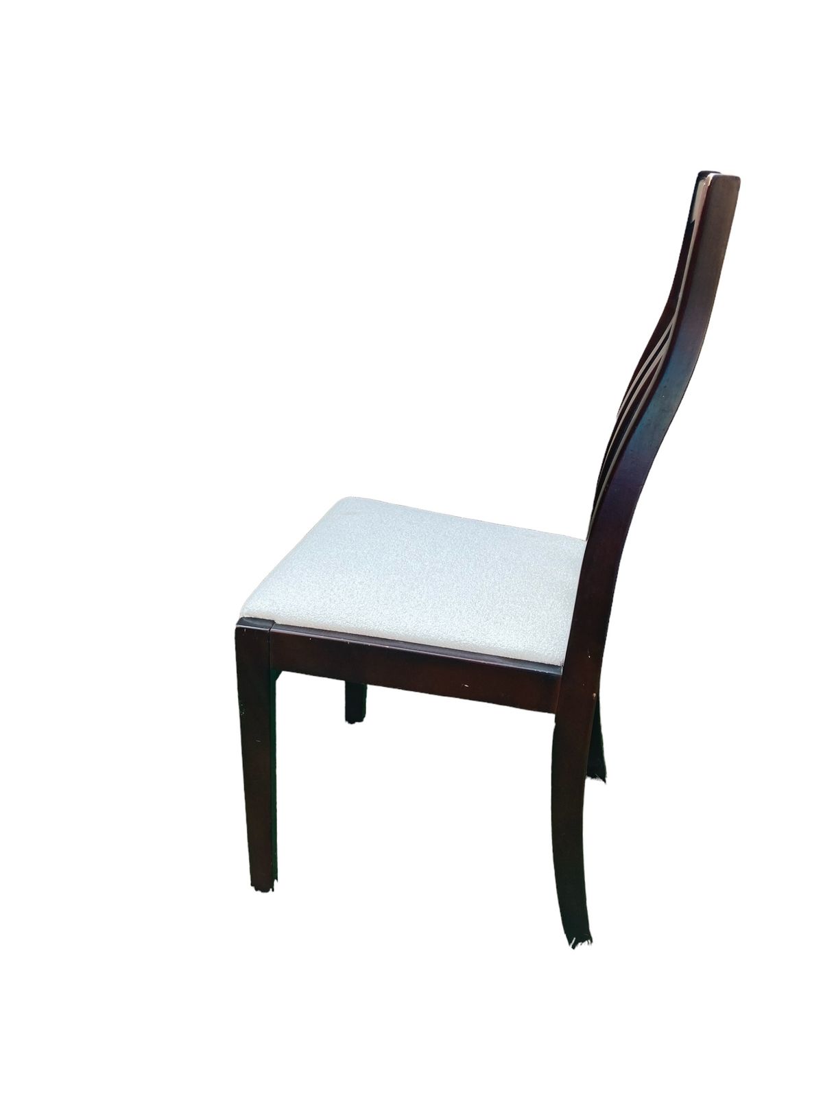 Furniture A Set Of Four Mid Century Meredew Dining Chairs, Deep Mahogany With Cream Paris Boucle photo