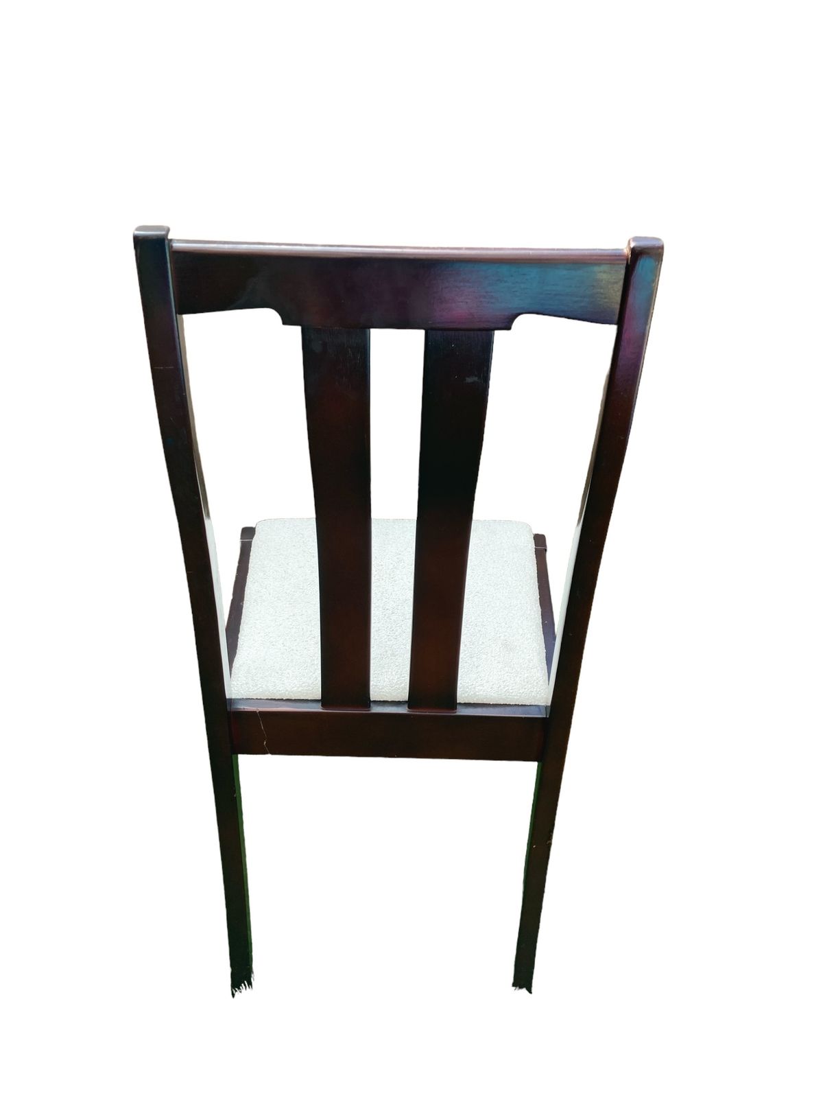 325.0 A Set Of Four Mid Century Meredew Dining Chairs, Deep Mahogany With Cream Paris Boucle photo