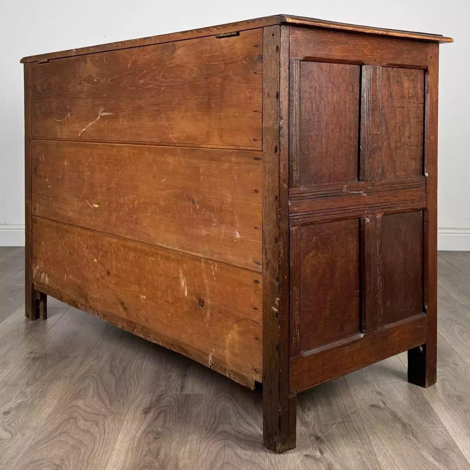Antique 18th Century Coffer Of Unusual Size In Oak photo vinterior