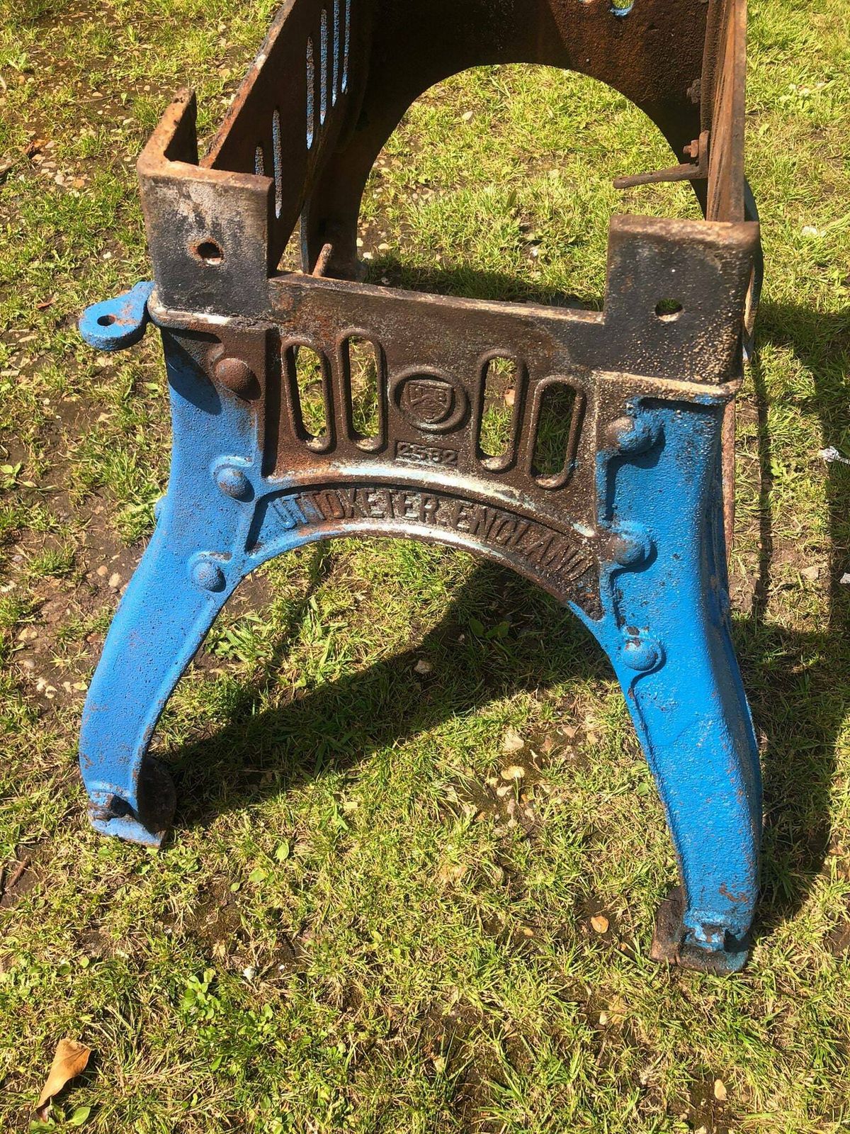 Cast Iron Industrial Henry Bamford And Sons Table Base Reclaimed Original. photo Garden Furniture