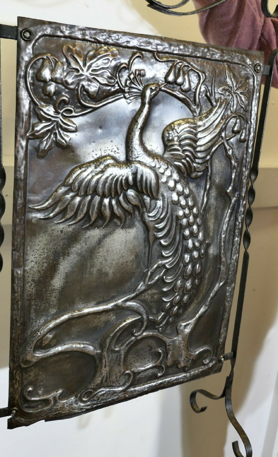 Arts And Crafts Peacock Polished Iron Fire Screen photo Home Fixtures