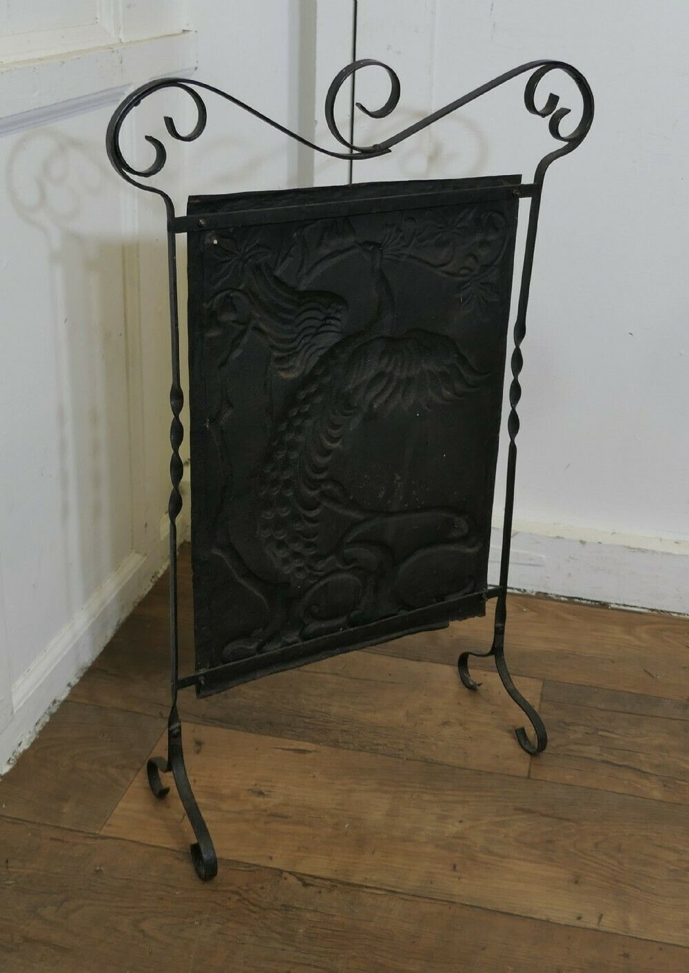 Arts And Crafts Peacock Polished Iron Fire Screen photo 750.0