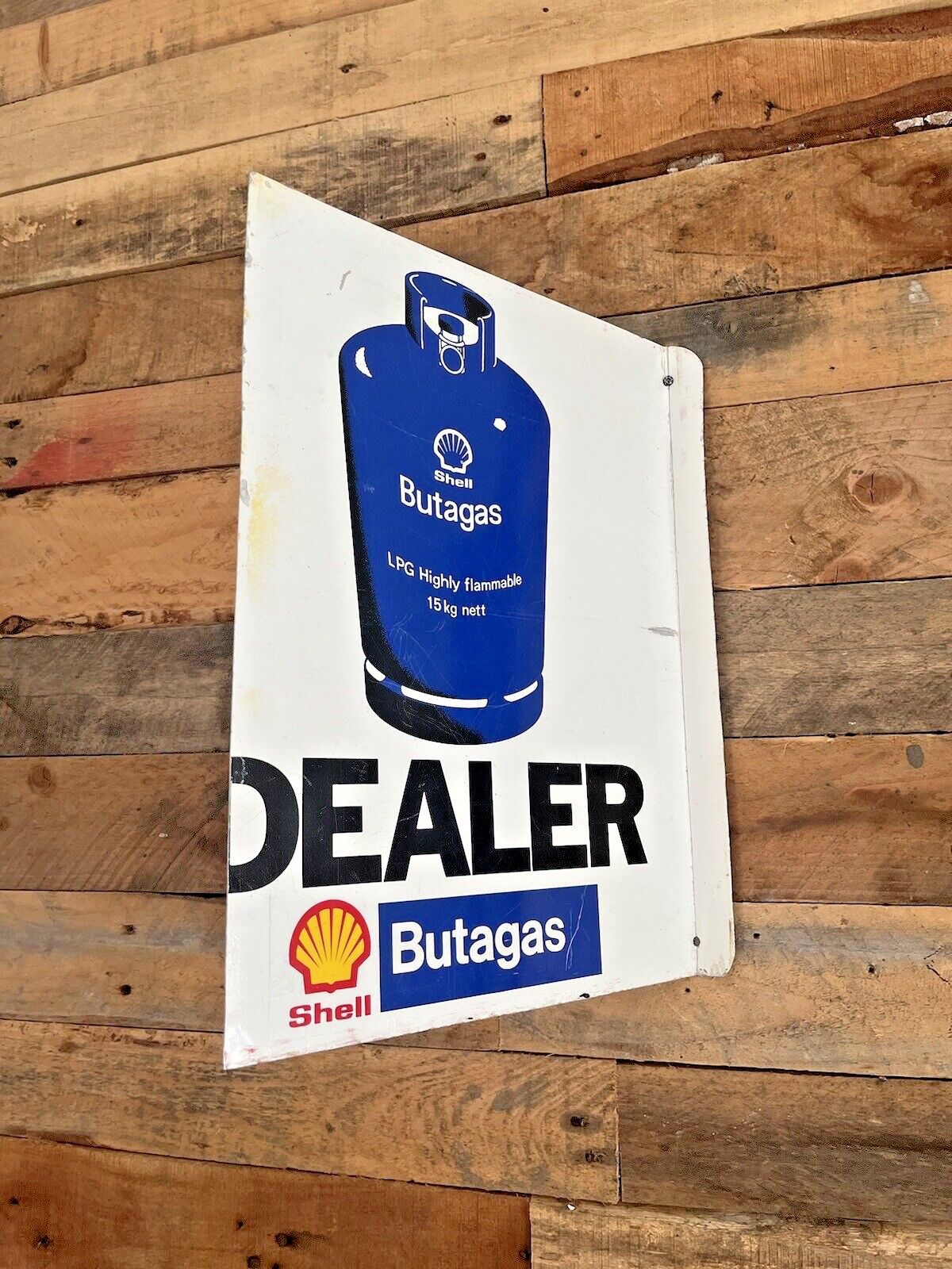 Vintage Shell Butagas Dealer Gas Bottle Metal Flange Garage Petrol Station Sign photo buy
